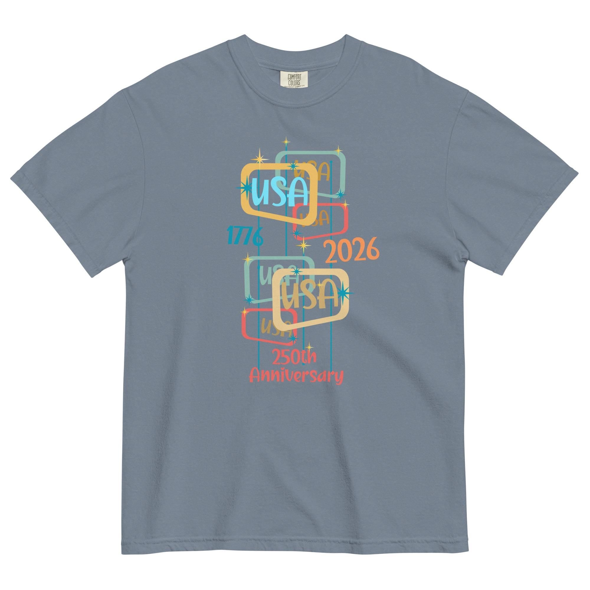 USA Anniversary 250th Comfort Colors t-shirt Midcentury Modern inspired 2026 design Unisex garment-dyed heavyweight t-shirt