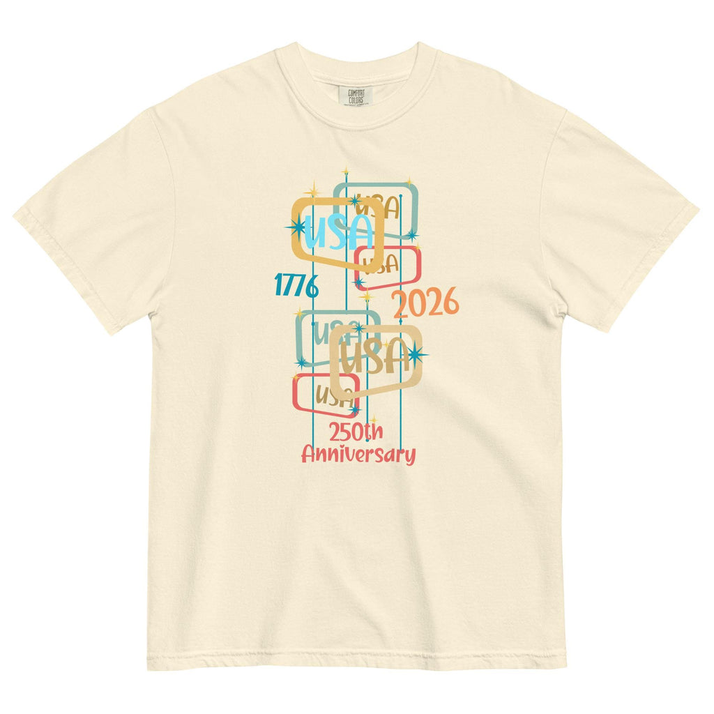 USA Anniversary 250th Comfort Colors t-shirt Midcentury Modern inspired 2026 design Unisex garment-dyed heavyweight t-shirt