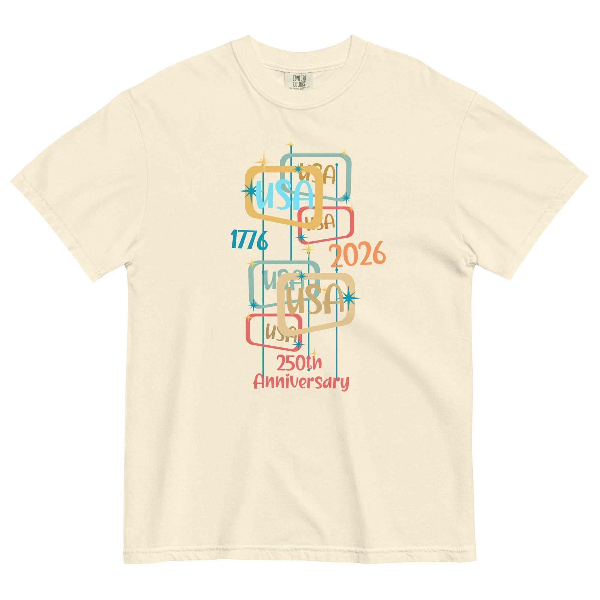 USA Anniversary 250th Comfort Colors t-shirt Midcentury Modern inspired 2026 design Unisex garment-dyed heavyweight t-shirt