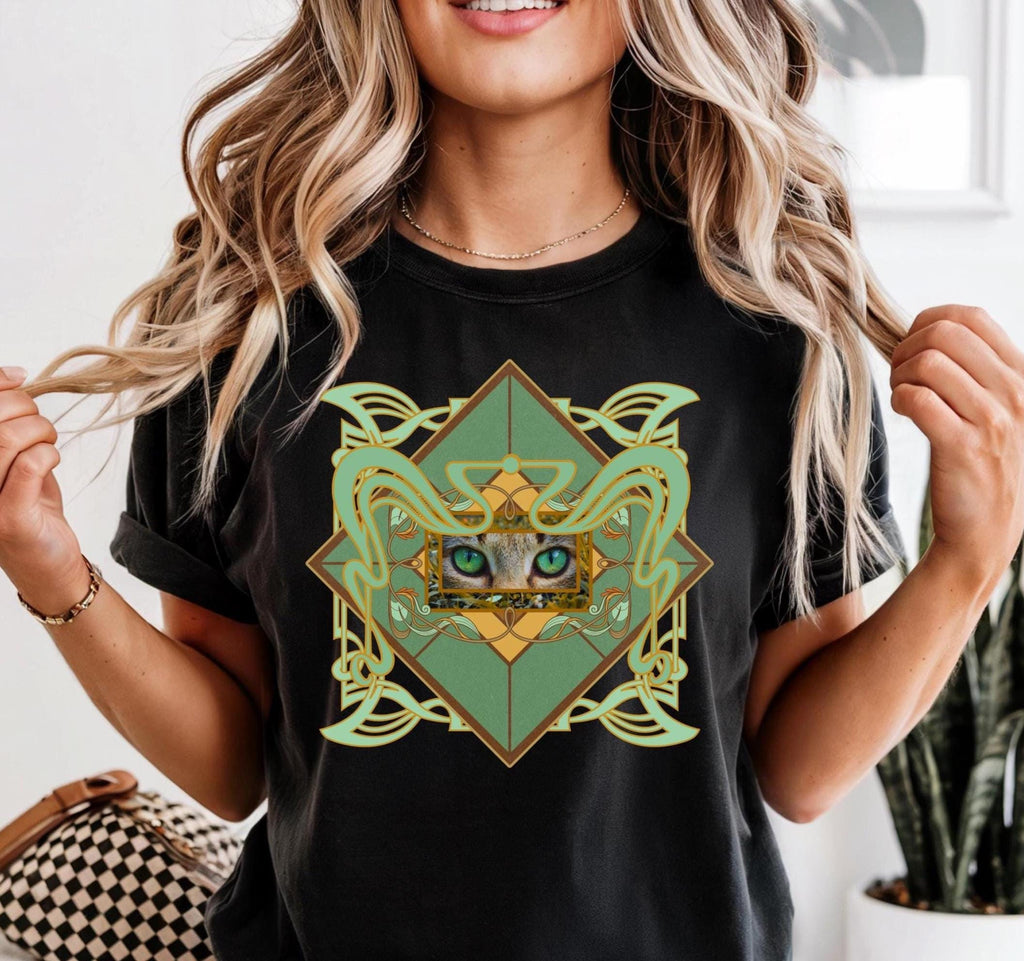 Cat eyes shirt Comfort Colors Cat t-shirt gift for cat lover art nouveau shirts