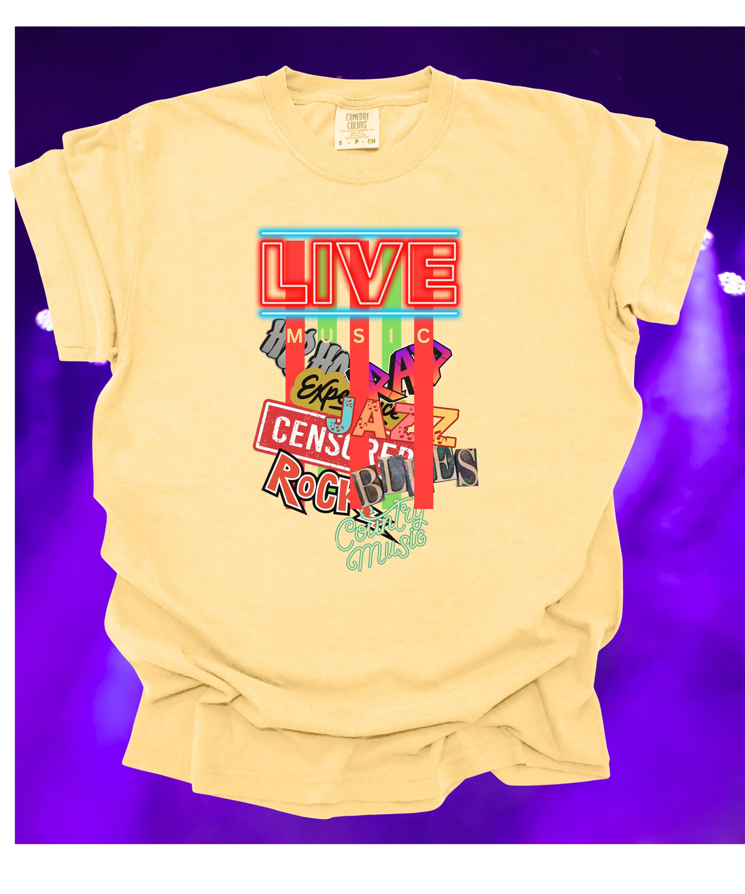 Comfort Colors Live Music T-Shirt: Unisex Heavyweight Cotton Tee