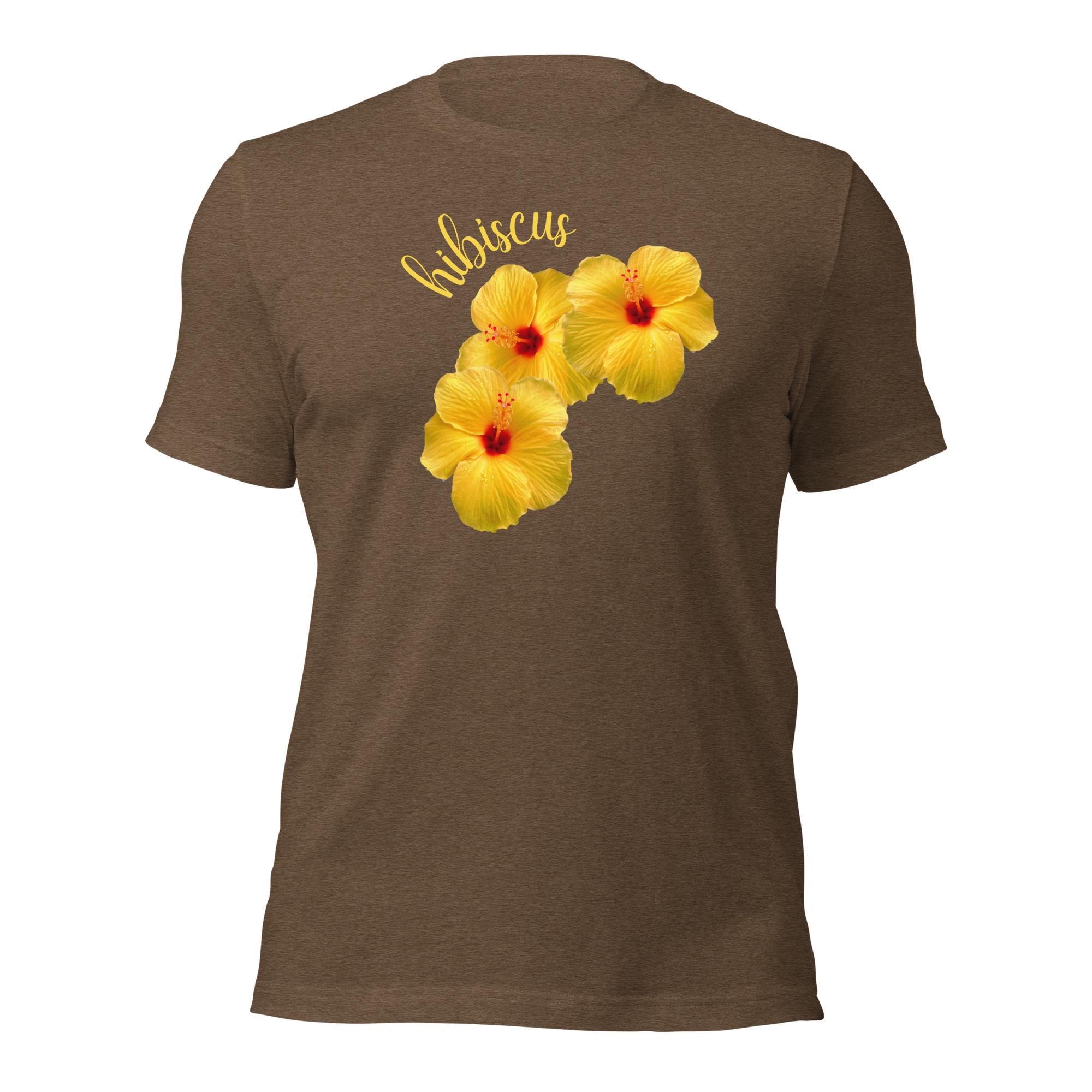 Hibiscus t-shirt Hawaii flowers shirts yellow hibiscus t-shirts soft tees unisex