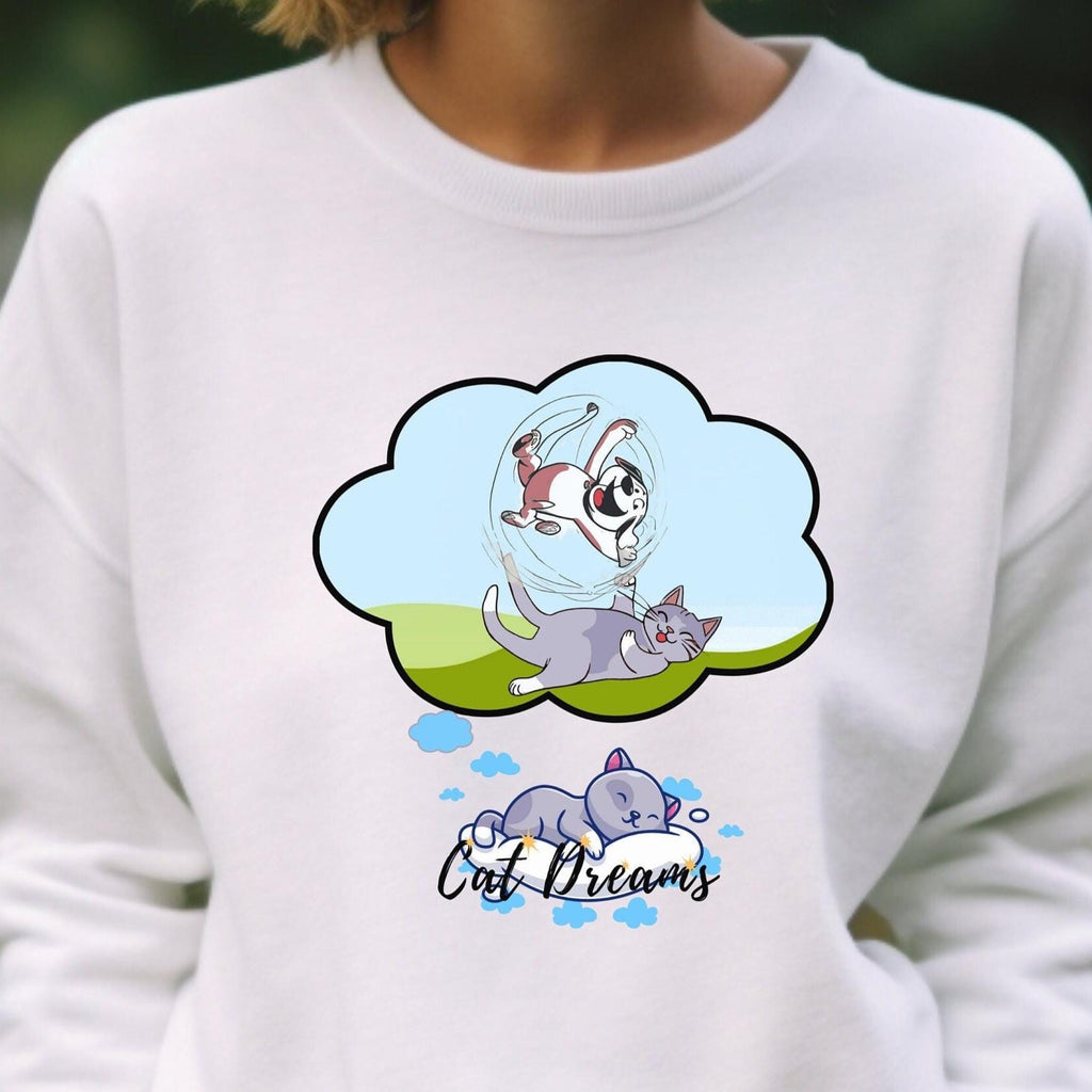 Funny Cat Sweatshirt, Cat Dreams, Gift for Cat Lover, gift for cat owner, funny cat cartoon, cat cartoon shirt