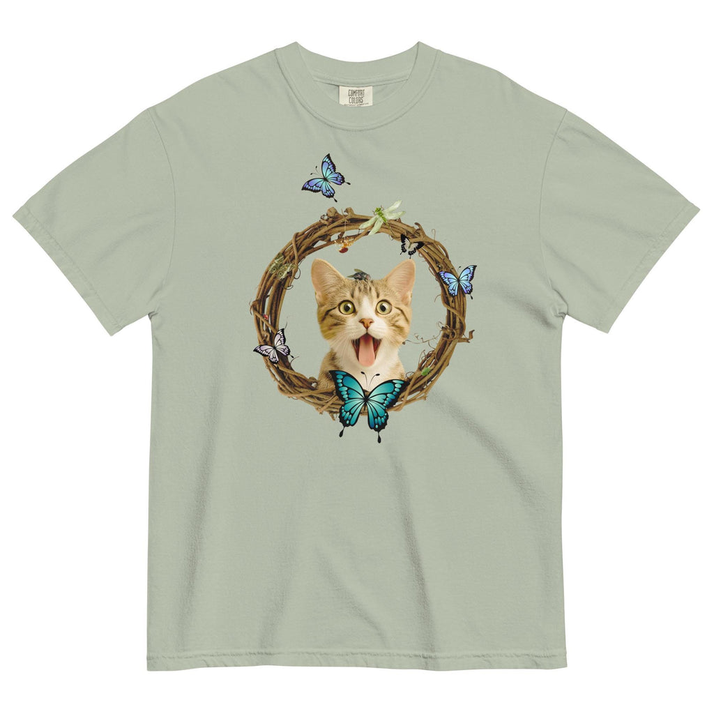 Cute Cat Comfort Colors t-shirt cat with butterflies shirt gift for cat lover cat mom gift
