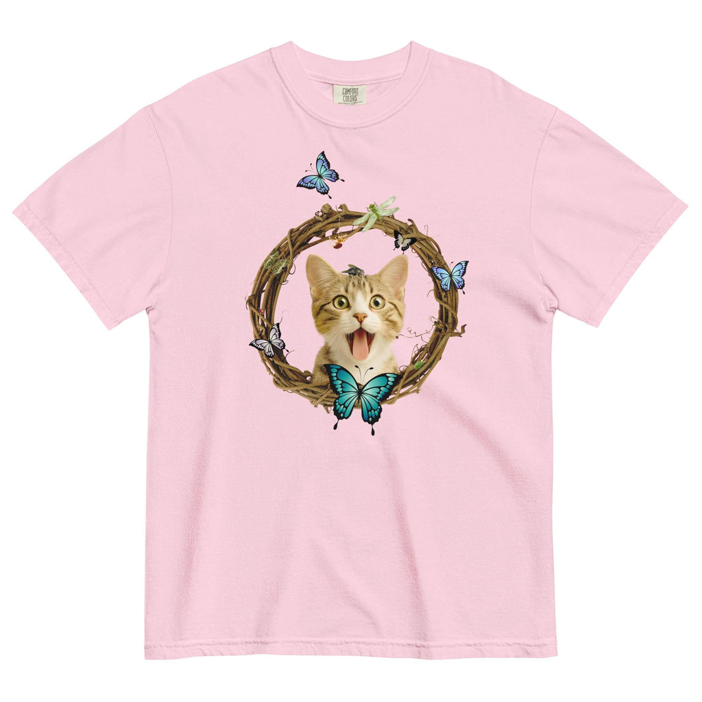 Cute Cat Comfort Colors t-shirt cat with butterflies shirt gift for cat lover cat mom gift