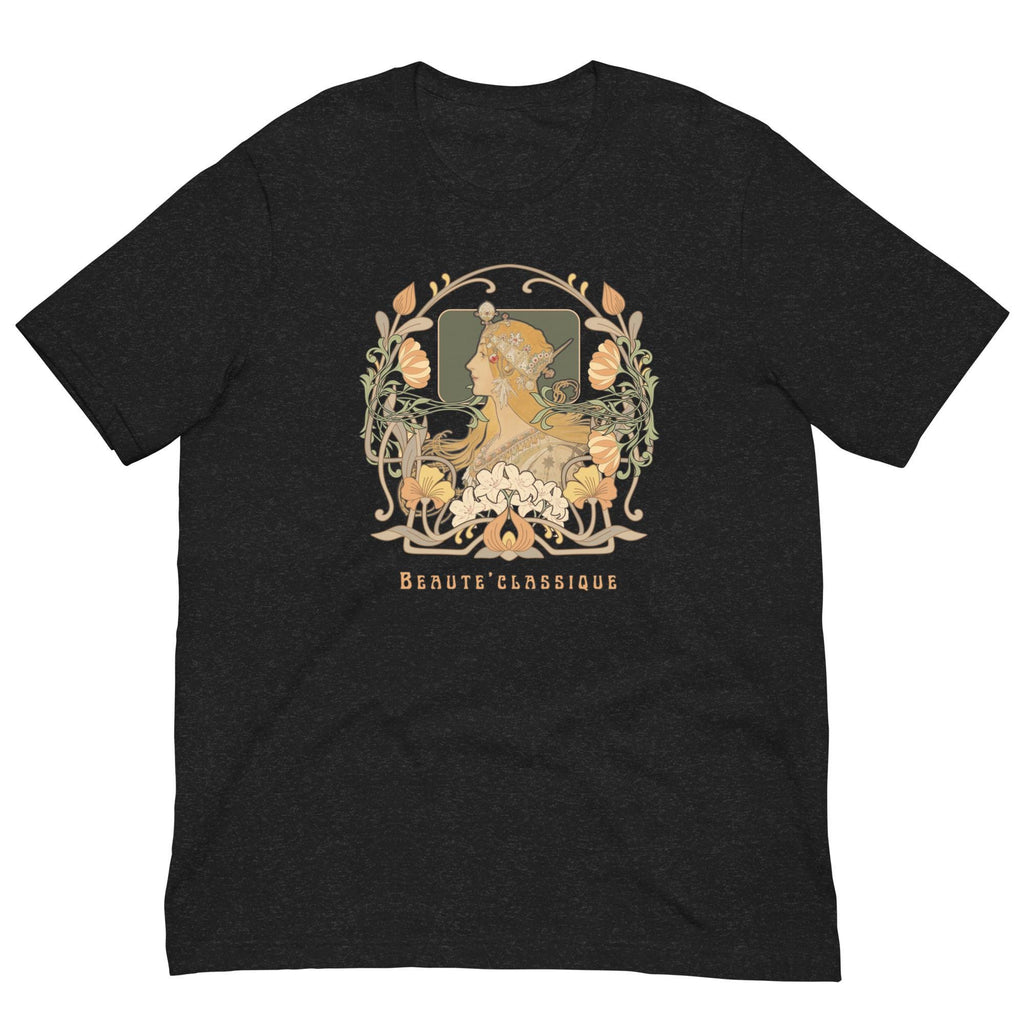 Female Beauty T-shirt Art nouveau woman and foliage gift for art lover, artist shirt gift Unisex t-shirt