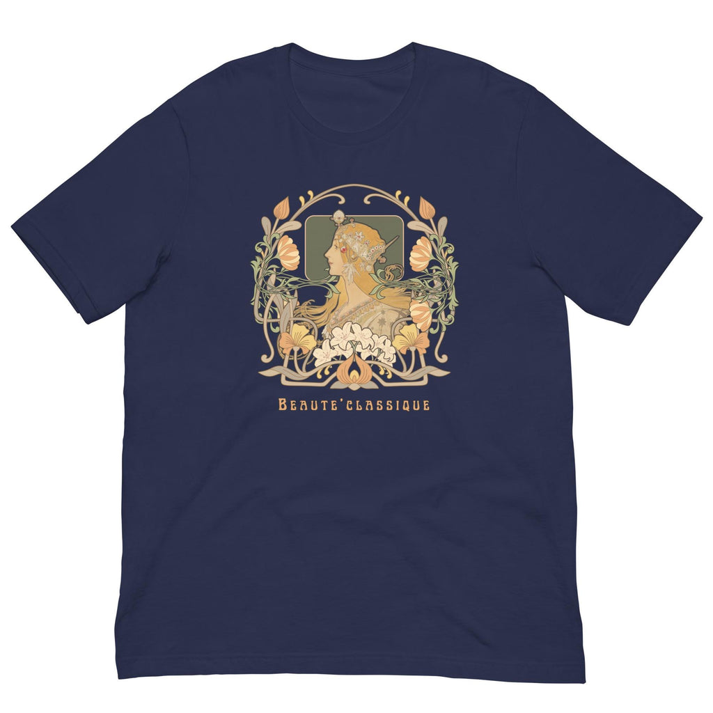Female Beauty T-shirt Art nouveau woman and foliage gift for art lover, artist shirt gift Unisex t-shirt