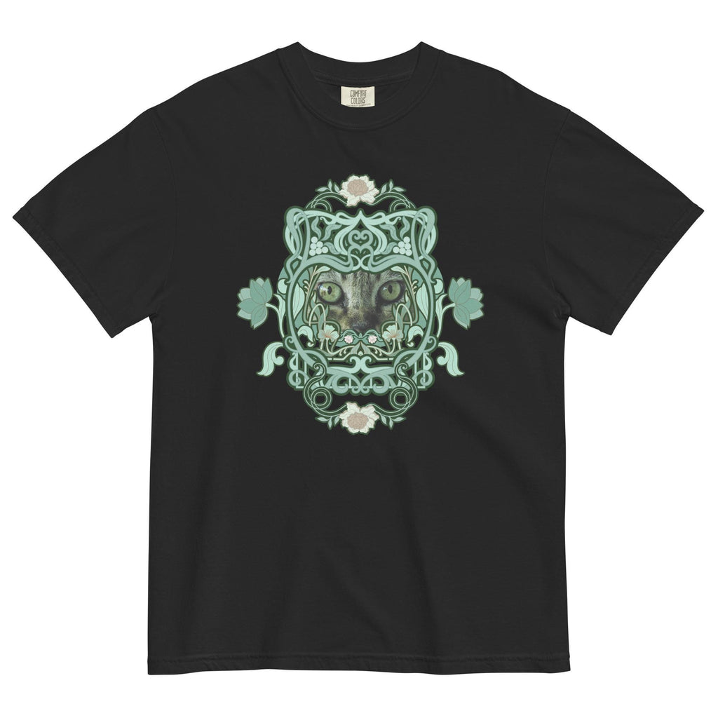 Cat eyes art shirt Comfort Colors green cat design art nouveau inspired cat lover gift