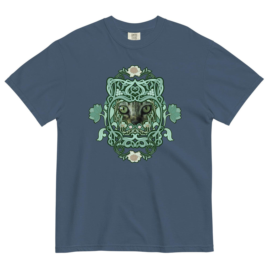 Cat eyes art shirt Comfort Colors green cat design art nouveau inspired cat lover gift