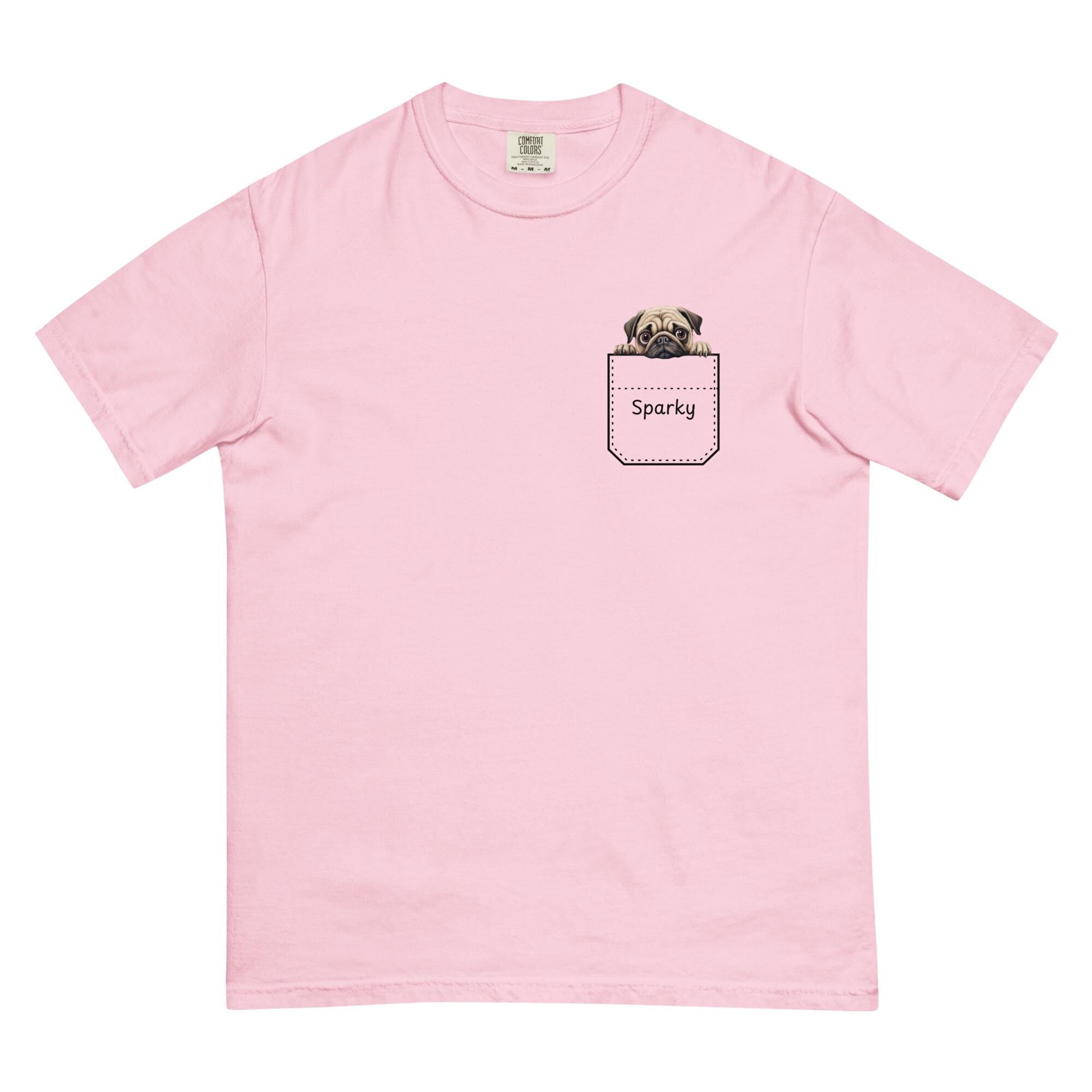 Comfort Colors Pug Shirt: Personalized Dog Pocket t-shirt Pug lover gift Pug owner