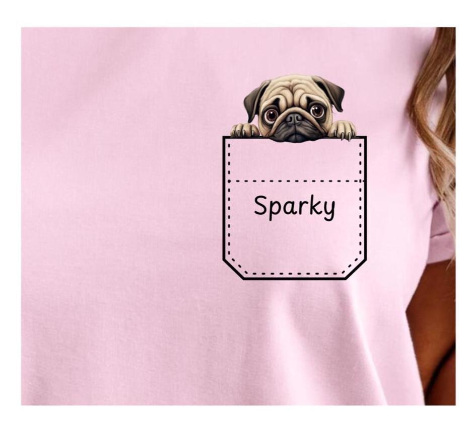 Comfort Colors Pug Shirt: Personalized Dog Pocket t-shirt Pug lover gift Pug owner