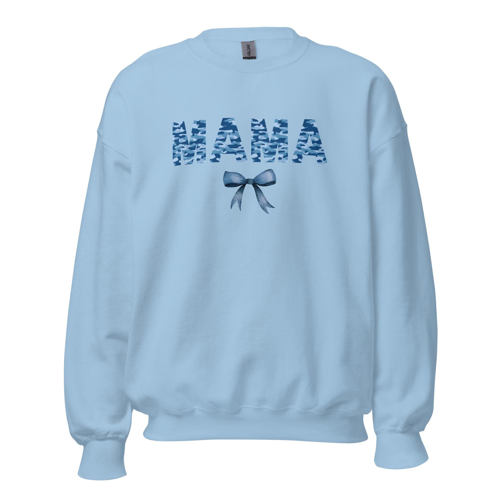 MAMA sweatshirt blue camo and bow gift for new mom gift for mother Sweatshirt