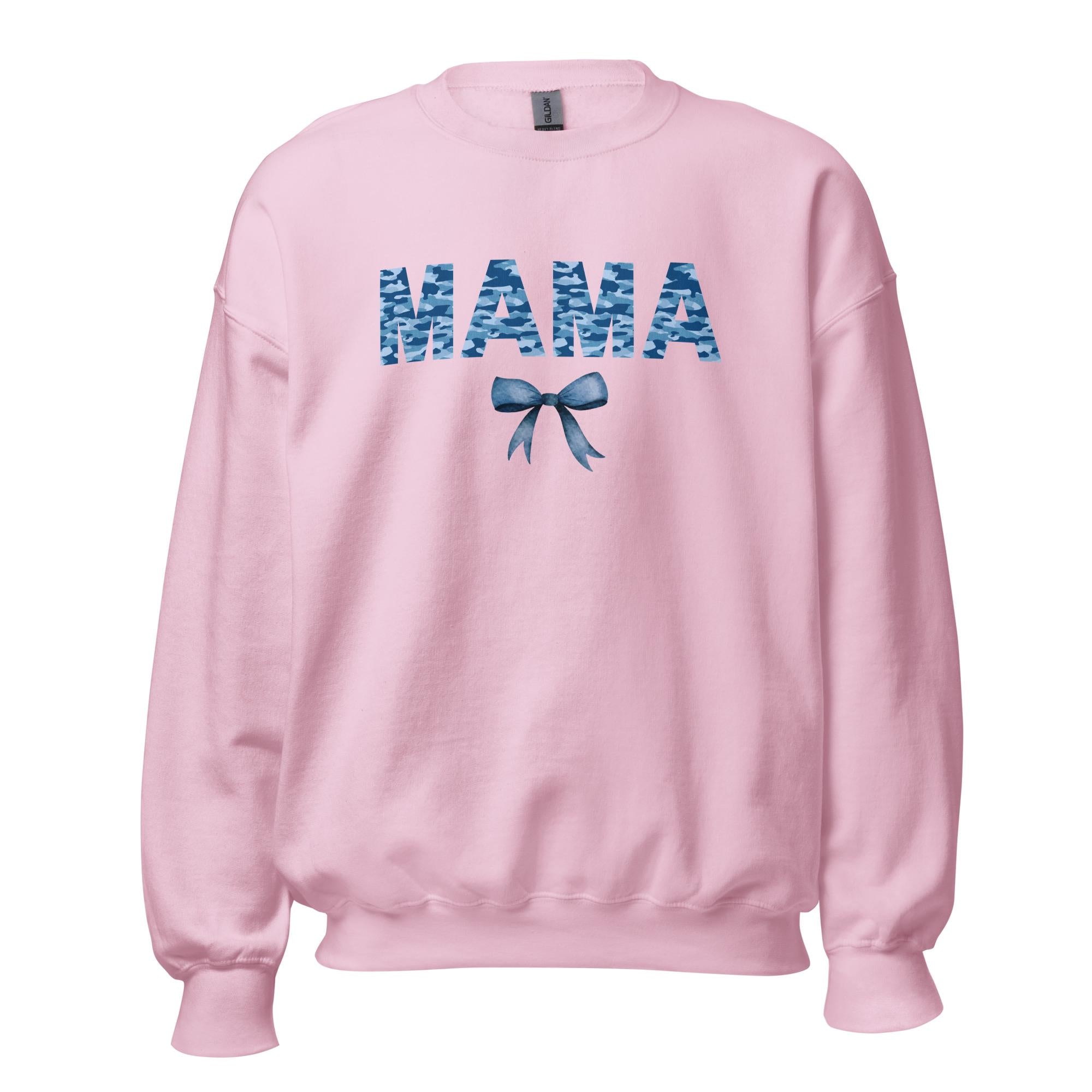 MAMA sweatshirt blue camo and bow gift for new mom gift for mother Sweatshirt