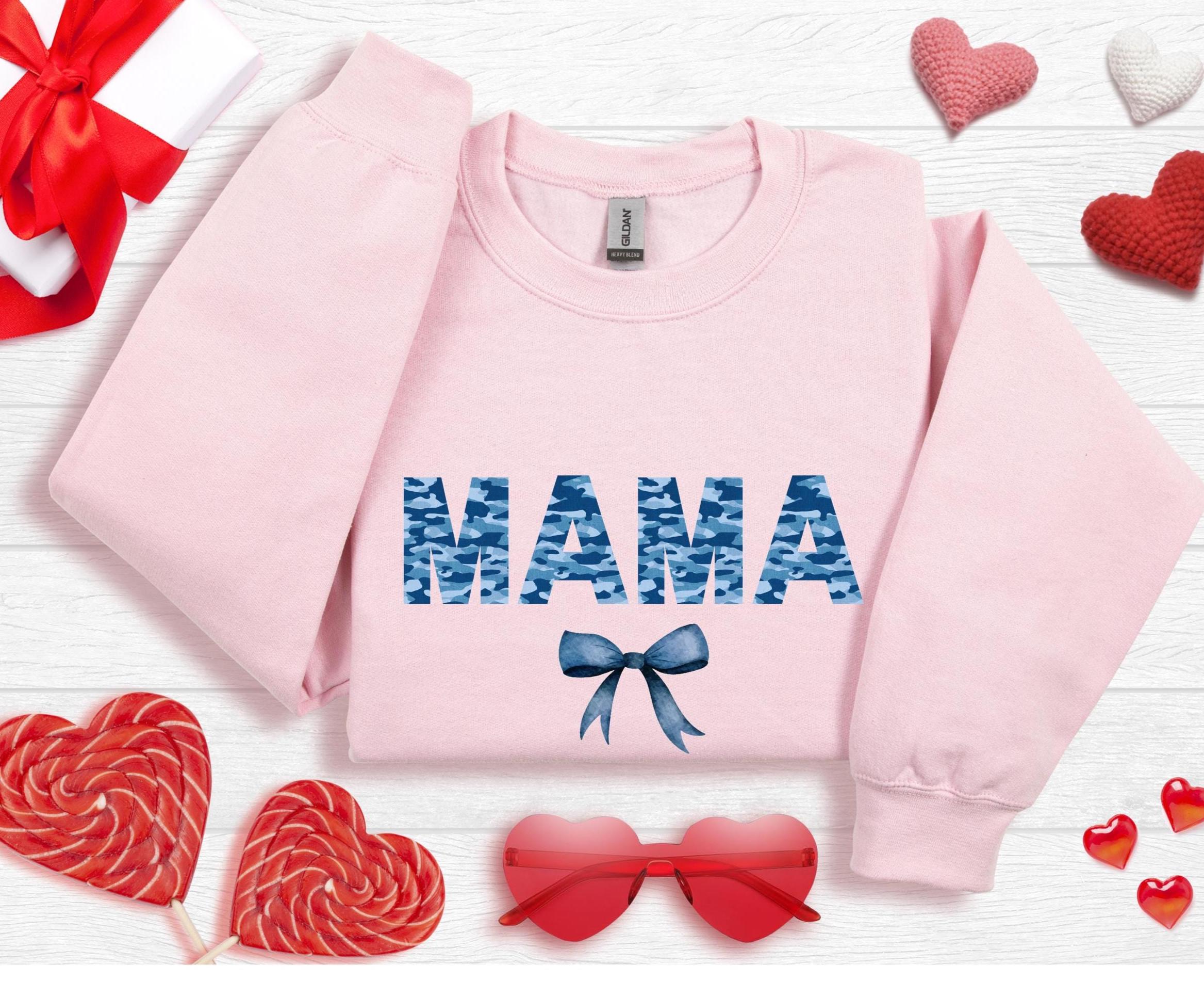 MAMA sweatshirt blue camo and bow gift for new mom gift for mother Sweatshirt