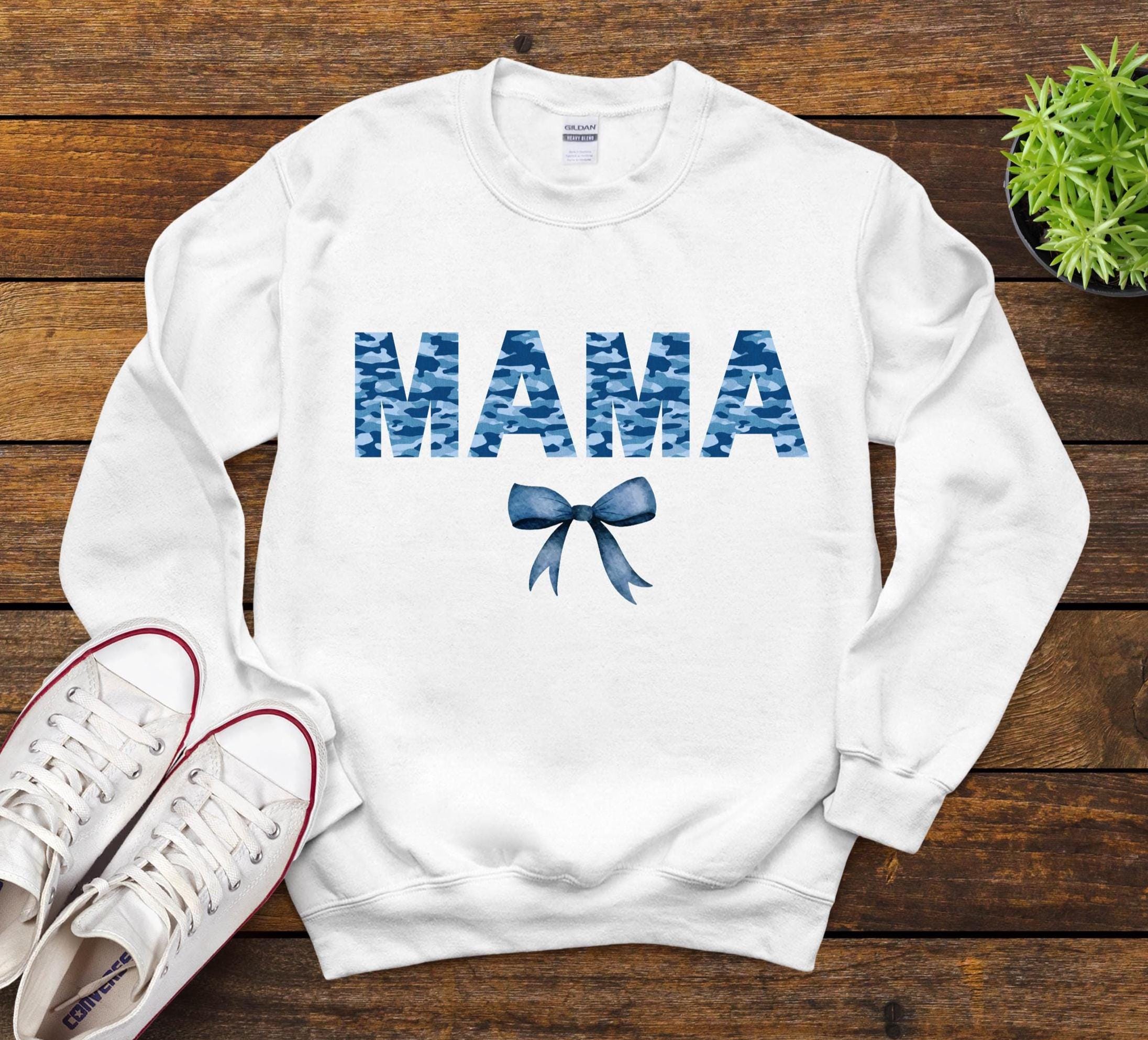 MAMA sweatshirt blue camo and bow gift for new mom gift for mother Sweatshirt