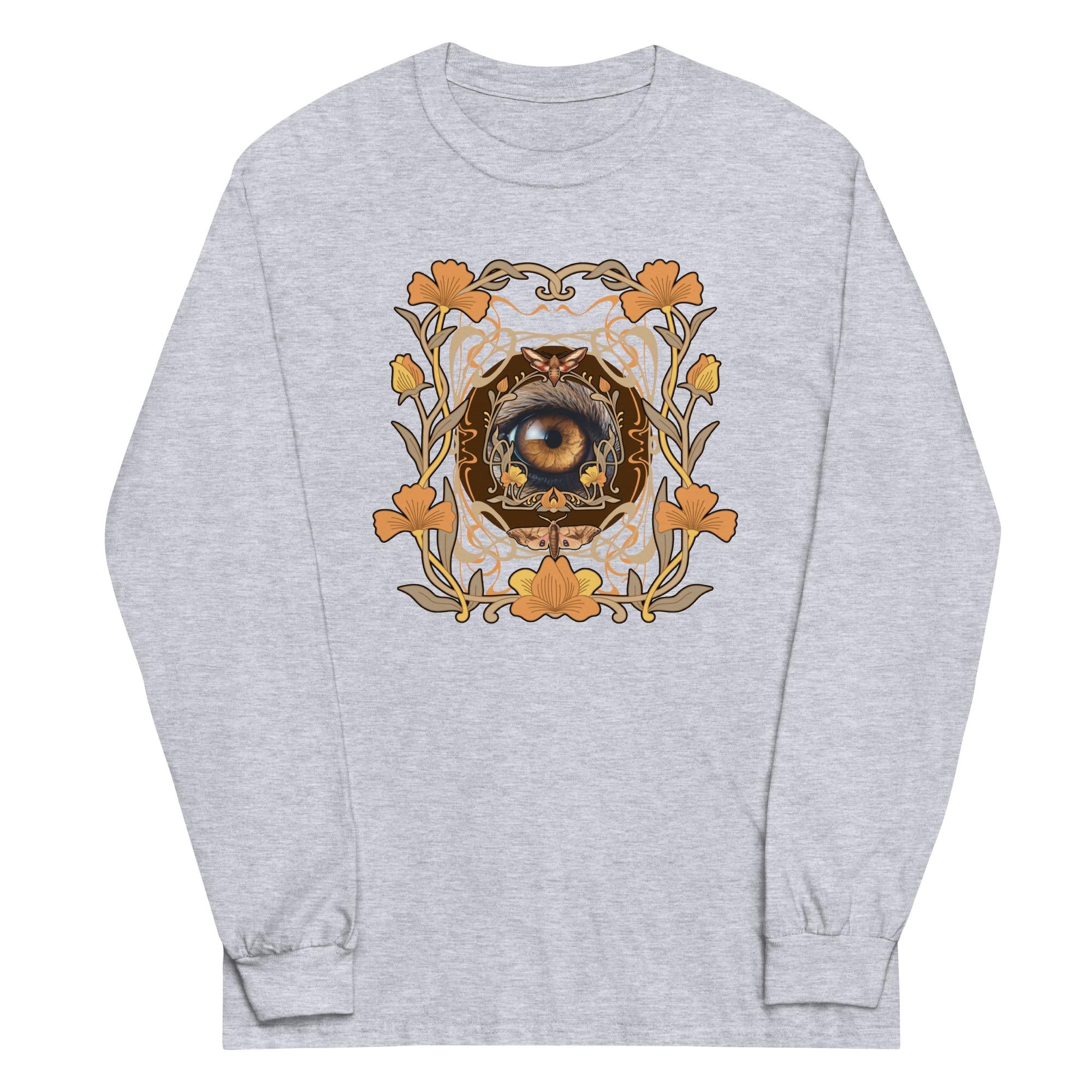 One eye Art deco style shirt floral t-shirt Men’s Long Sleeve cotton pullover