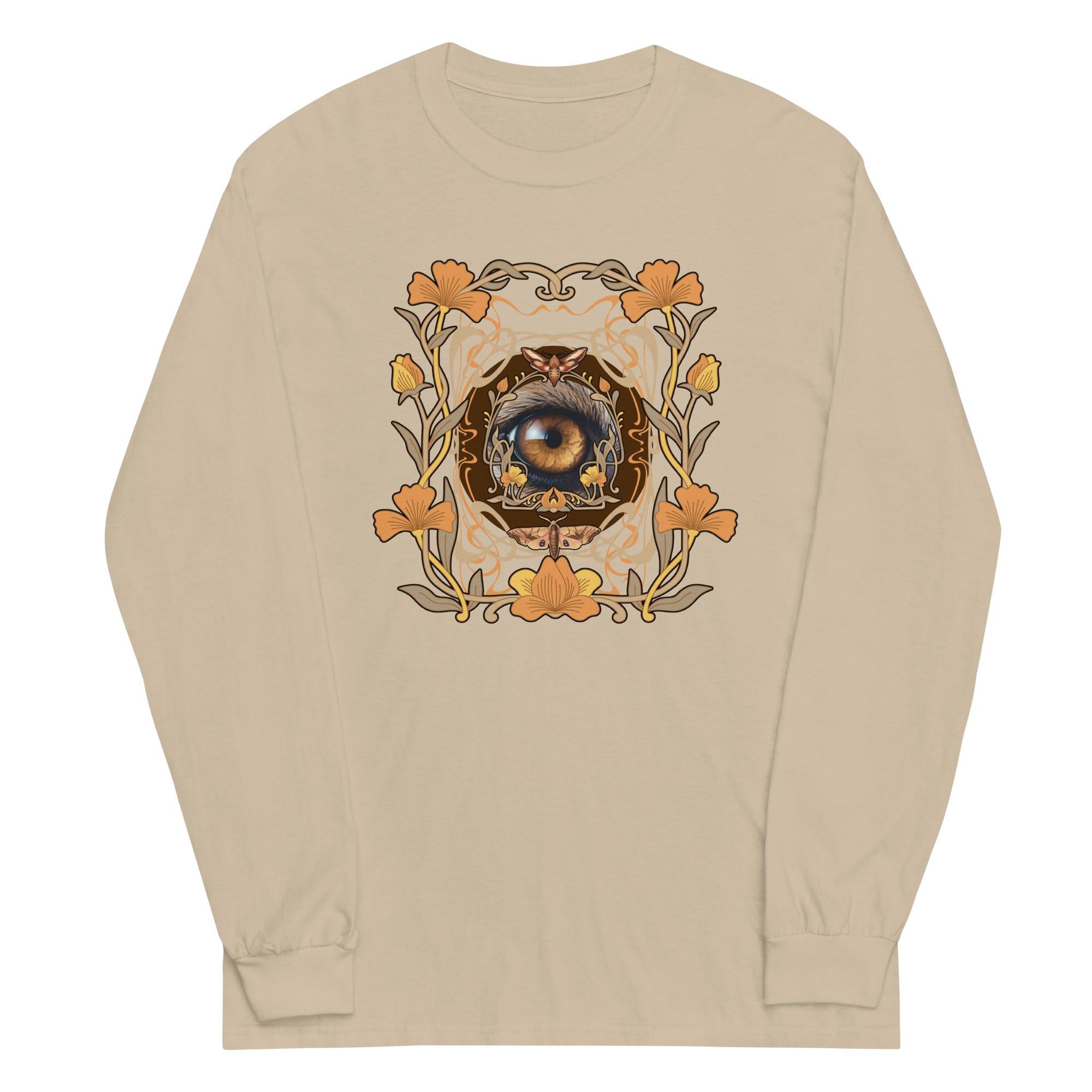 One eye Art deco style shirt floral t-shirt Men’s Long Sleeve cotton pullover