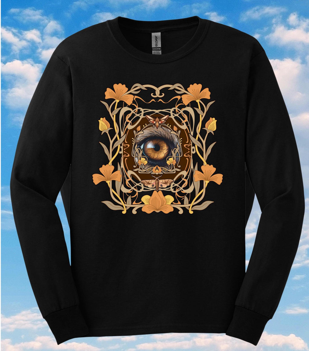 One eye Art deco style shirt floral t-shirt Men’s Long Sleeve cotton pullover