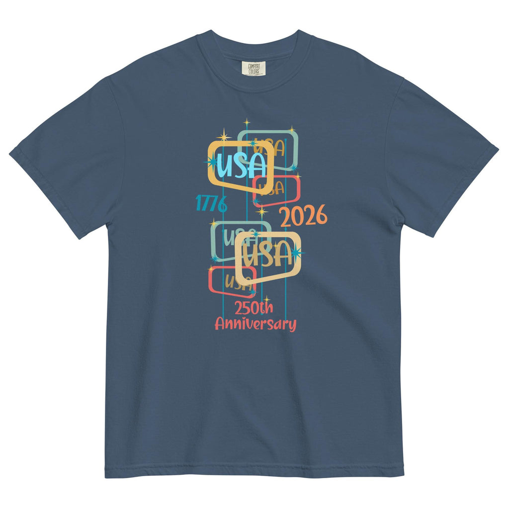 USA Anniversary 250th Comfort Colors t-shirt Midcentury Modern inspired 2026 design Unisex garment-dyed heavyweight t-shirt