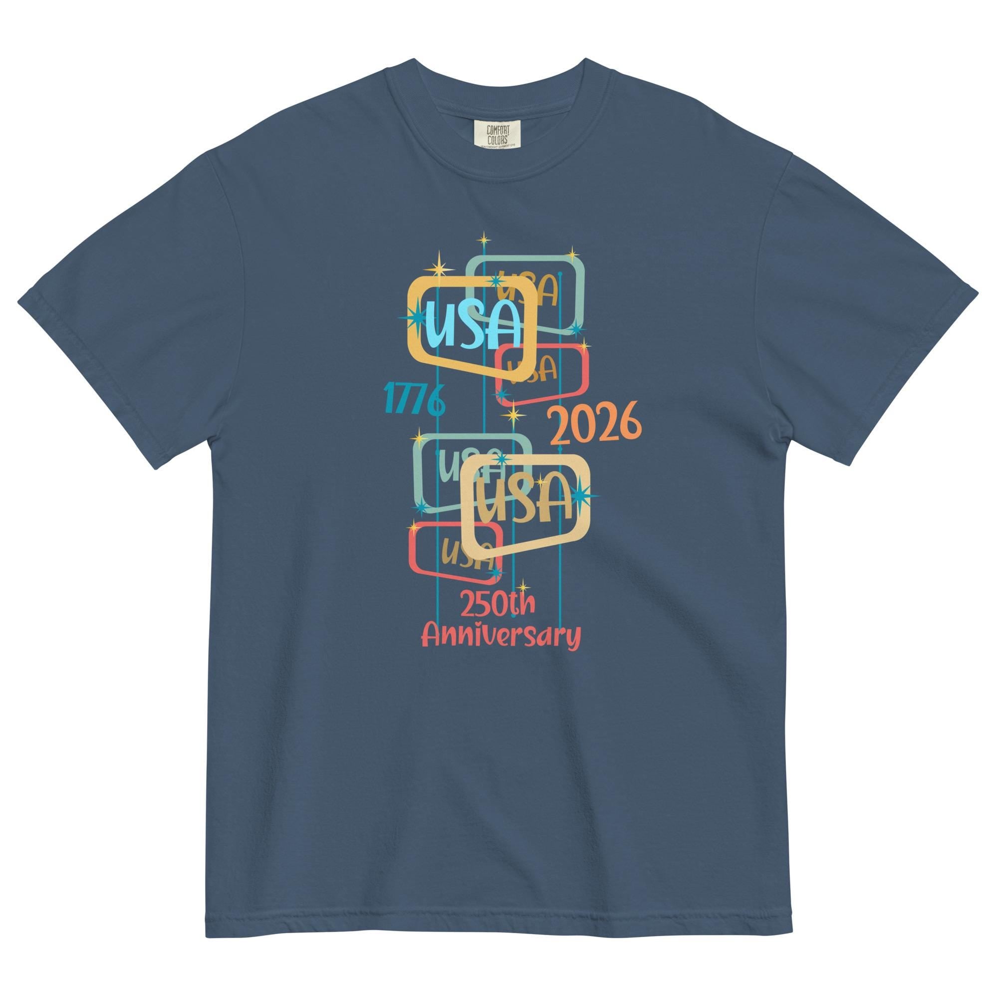 USA Anniversary 250th Comfort Colors t-shirt Midcentury Modern inspired 2026 design Unisex garment-dyed heavyweight t-shirt