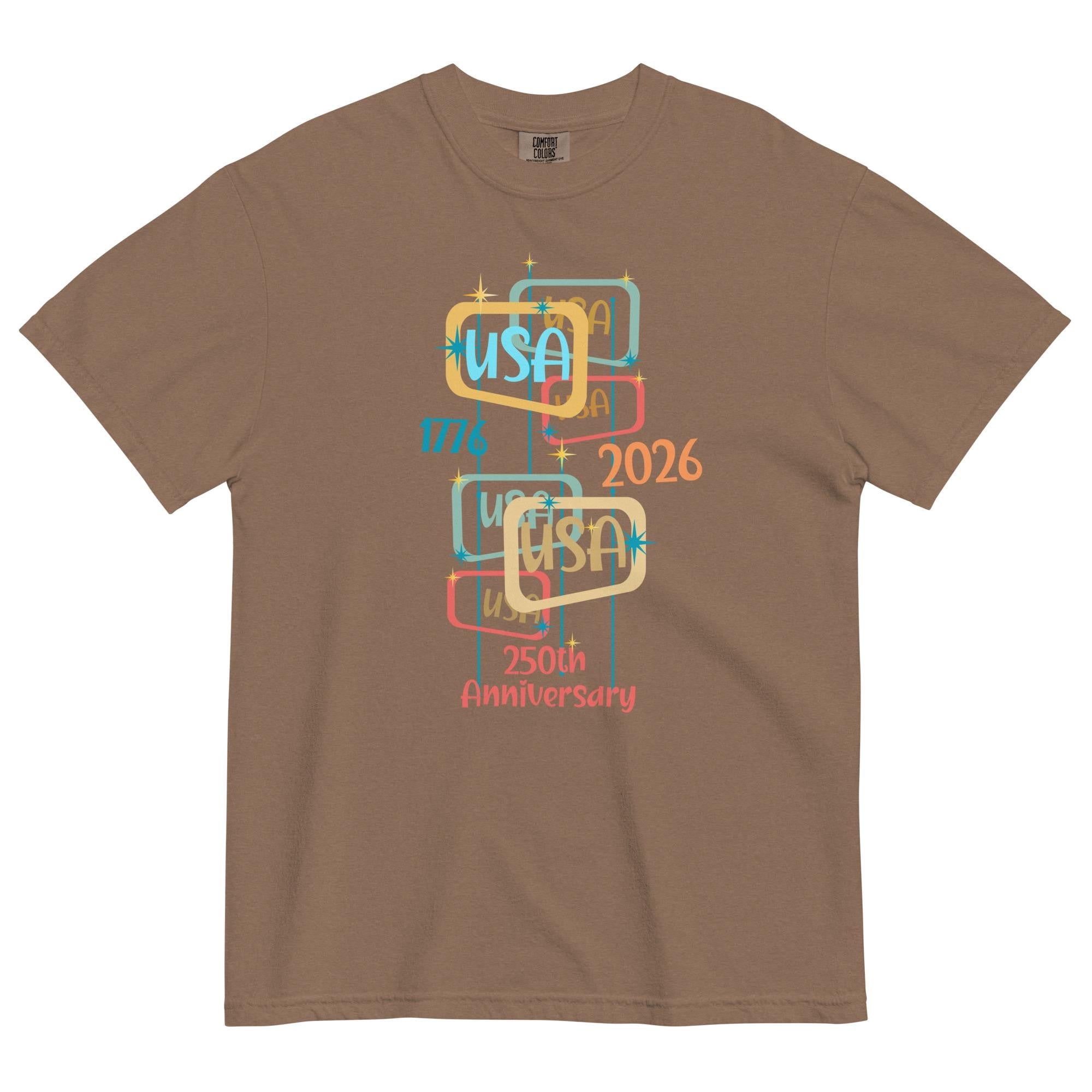 USA Anniversary 250th Comfort Colors t-shirt Midcentury Modern inspired 2026 design Unisex garment-dyed heavyweight t-shirt