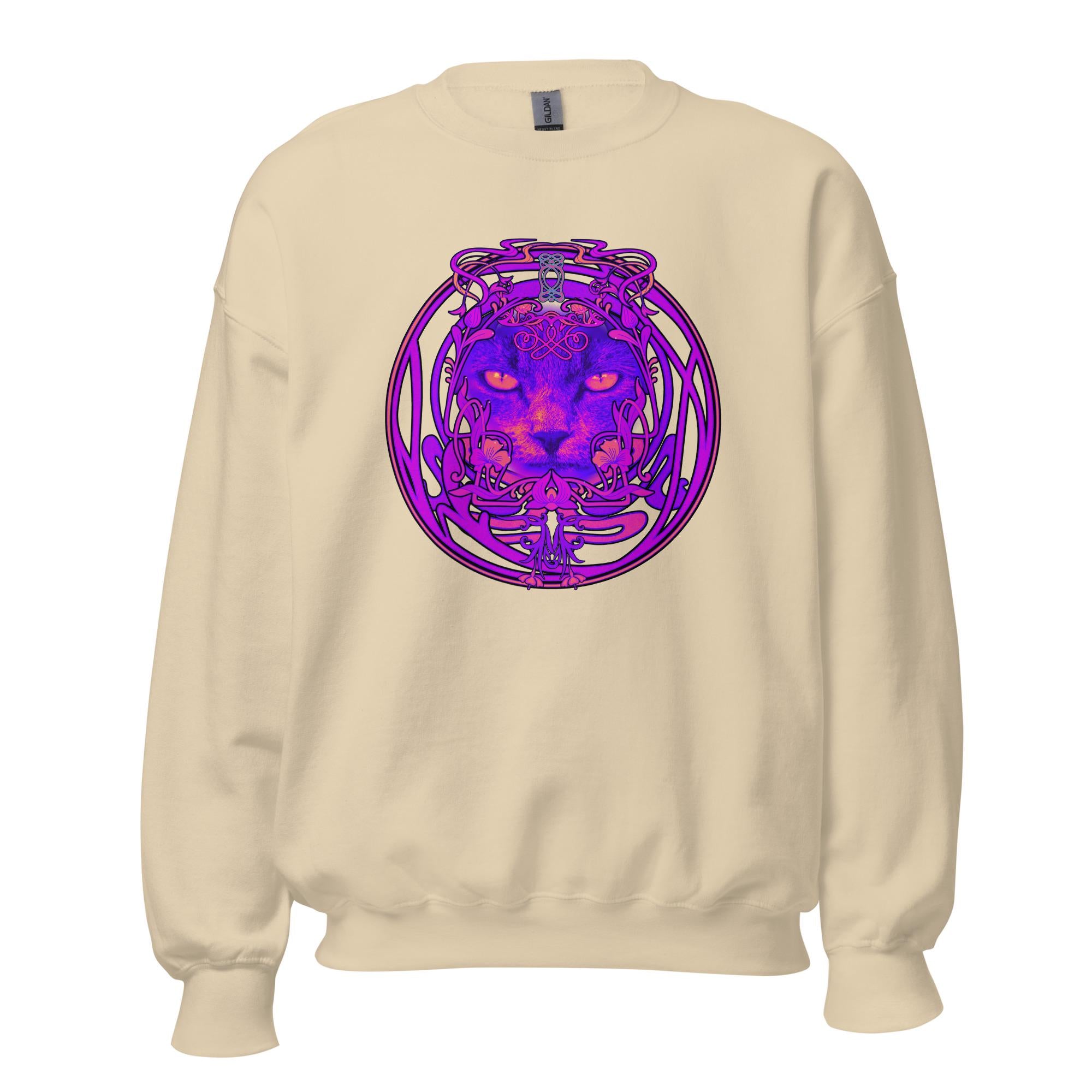 Abstract Cat Sweatshirt psychedelic colors cat hoodie cat lover gift Unisex Sweatshirt