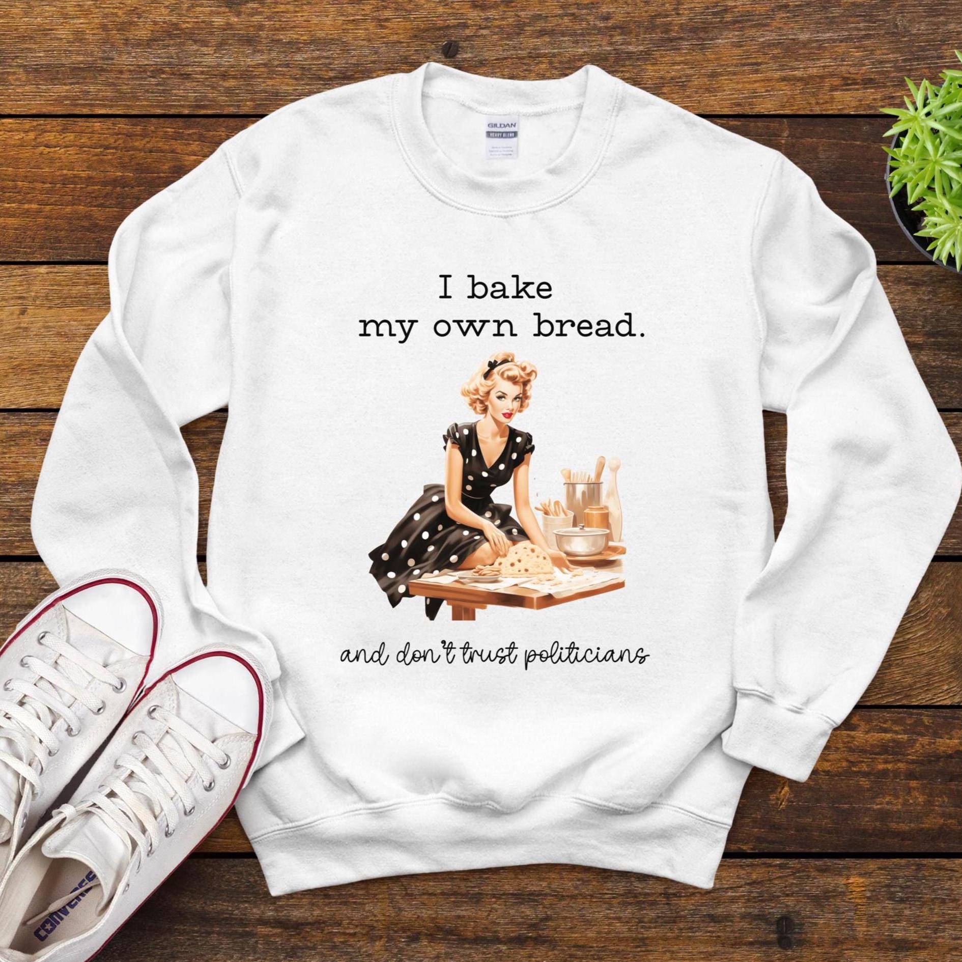 Retro Housewife  Baker sweatshirt 50s housewife baking political humor shirt