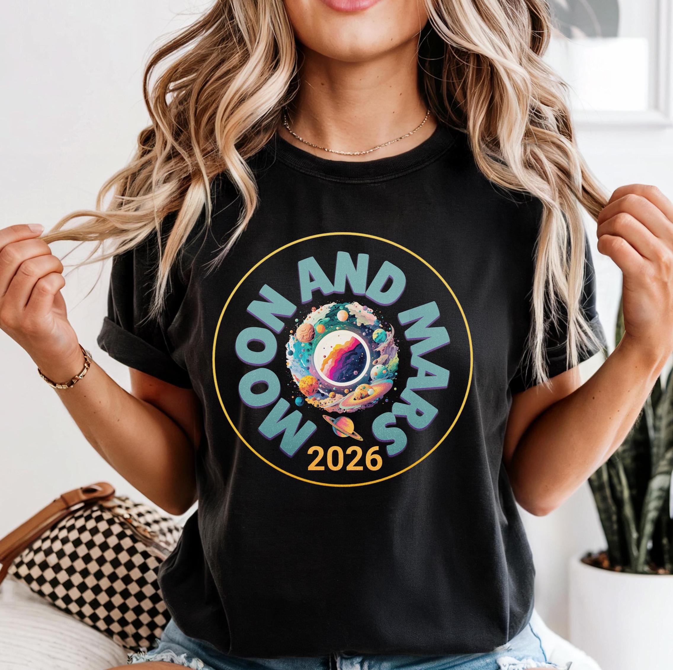Moon and Mars 2026 Shirt Comfort Colors Space t-shirt Unisex garment-dyed heavyweight t-shirt