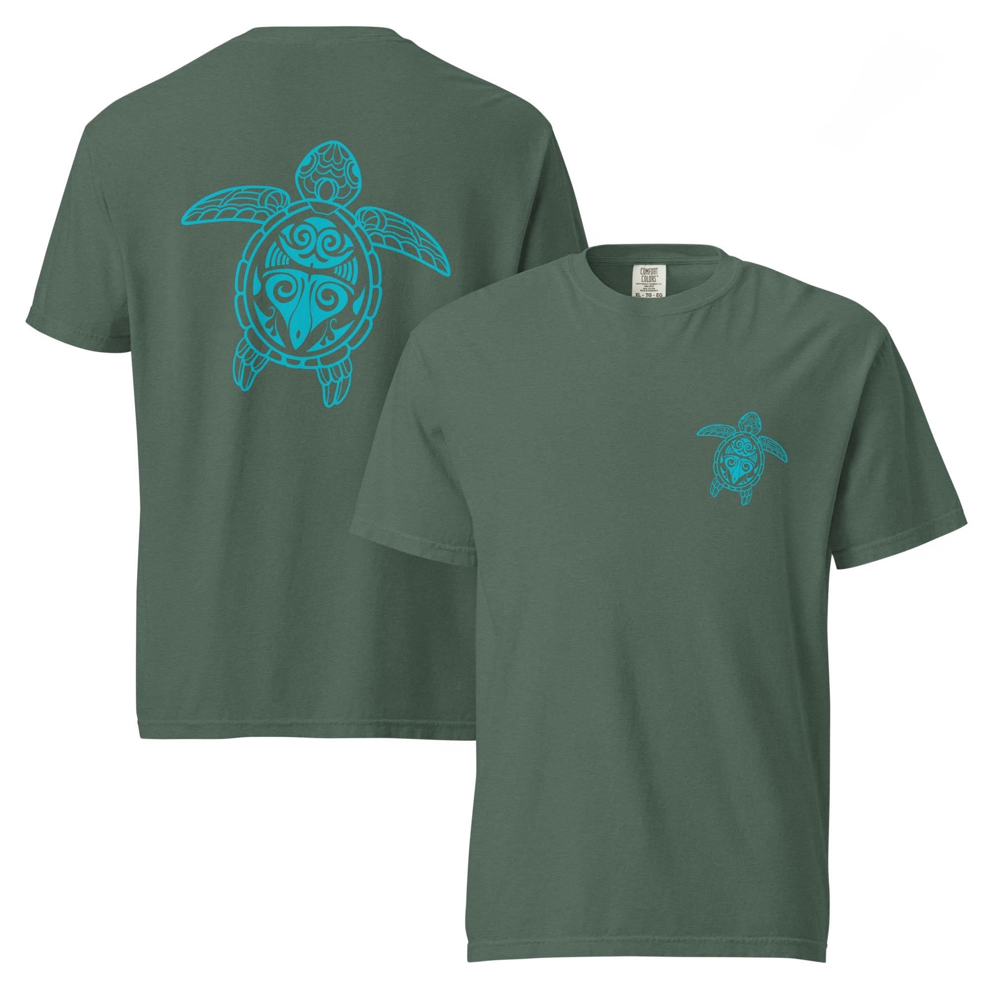 Tribal Turtle T-shirt Comfort Colors front and back sea turtle Unisex garment-dyed tee