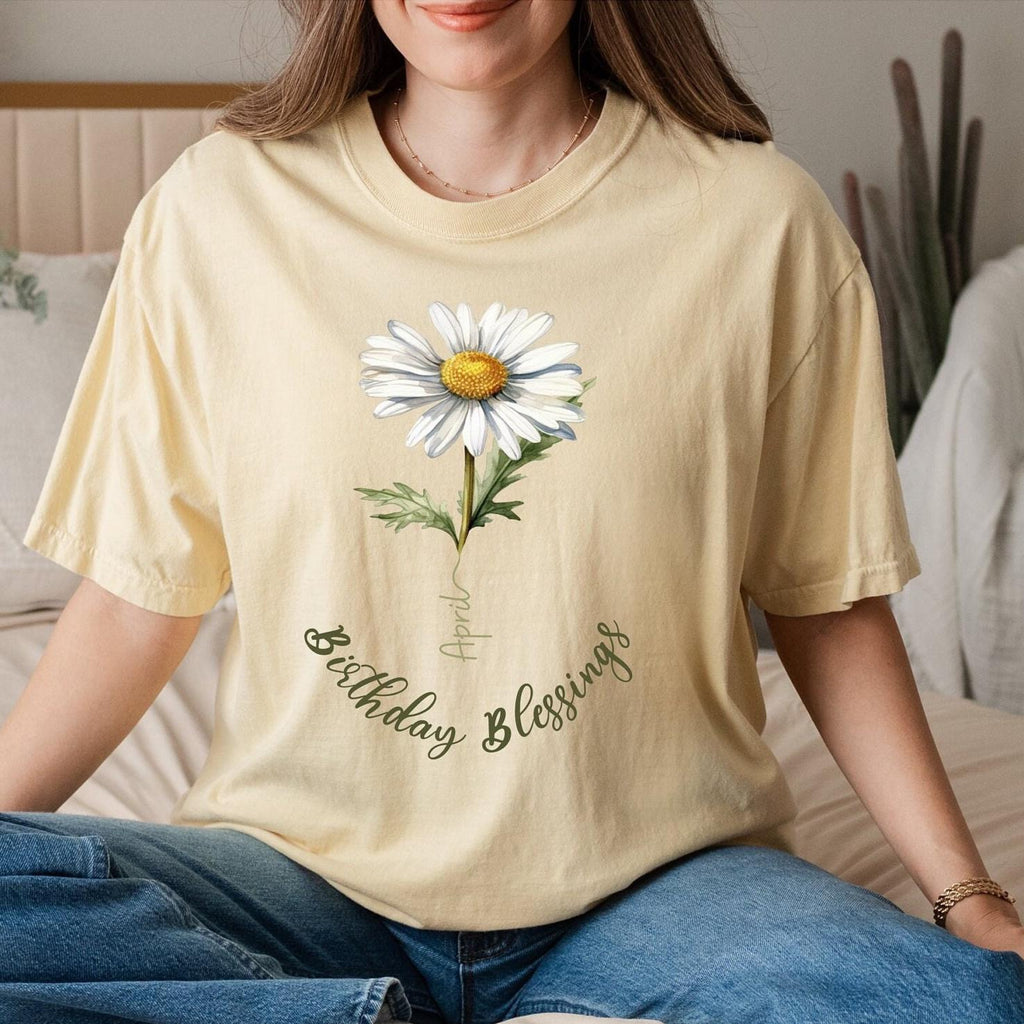 April Birthday Shirt, April Daisy Birthday tee, gift for April Birthday Comfort Colors Daisy tee