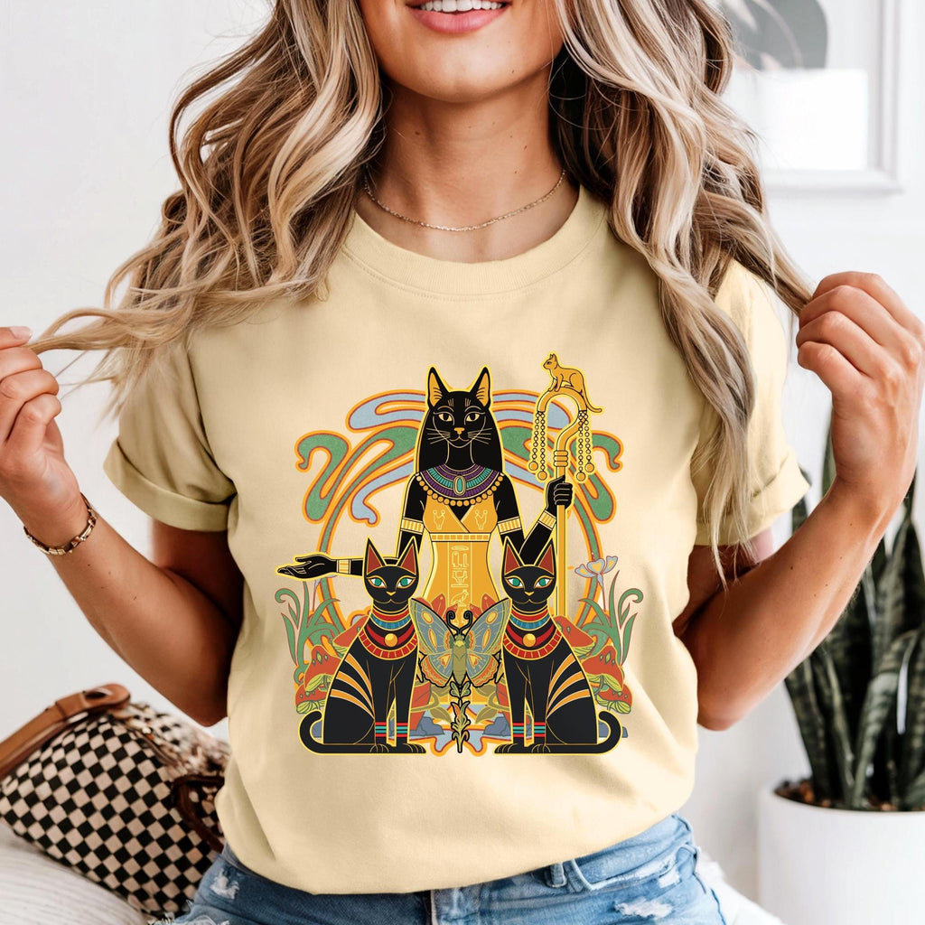 Egyptian Bastet Cat Goddess T-Shirt - Comfort Colors, Cat Lover Gift