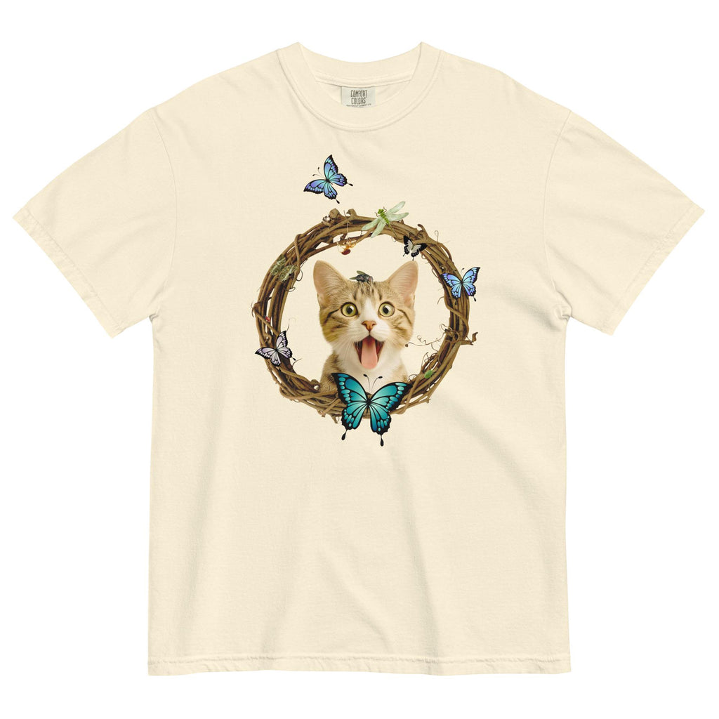 Cute Cat Comfort Colors t-shirt cat with butterflies shirt gift for cat lover cat mom gift