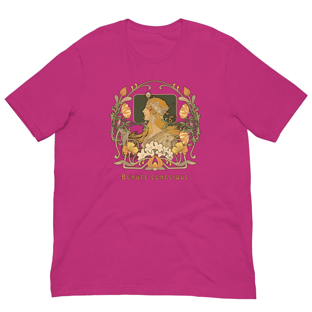 Female Beauty T-shirt Art nouveau woman and foliage gift for art lover, artist shirt gift Unisex t-shirt