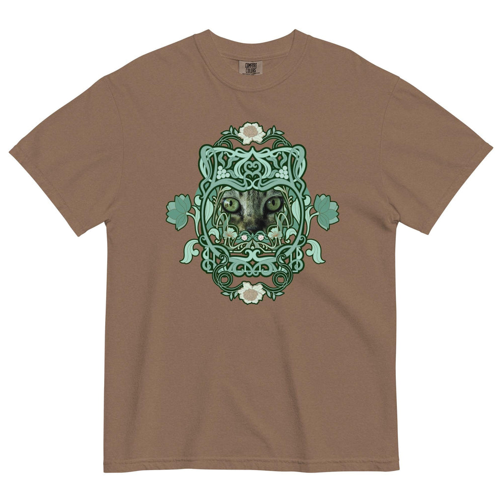 Cat eyes art shirt Comfort Colors green cat design art nouveau inspired cat lover gift