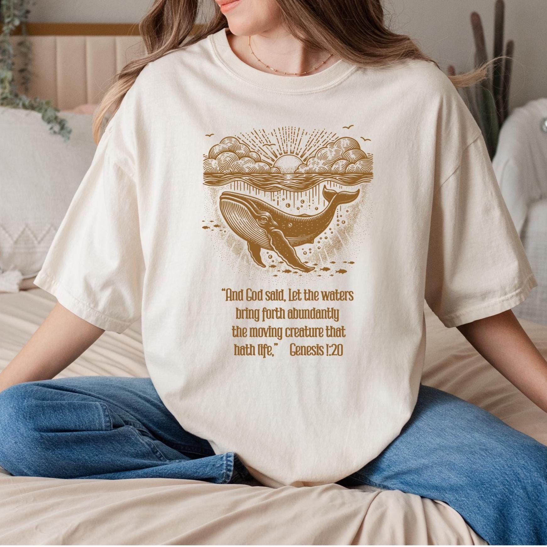 Whale Christian bible verse Genesis creation t-shirt LDS shirts Unisex tees