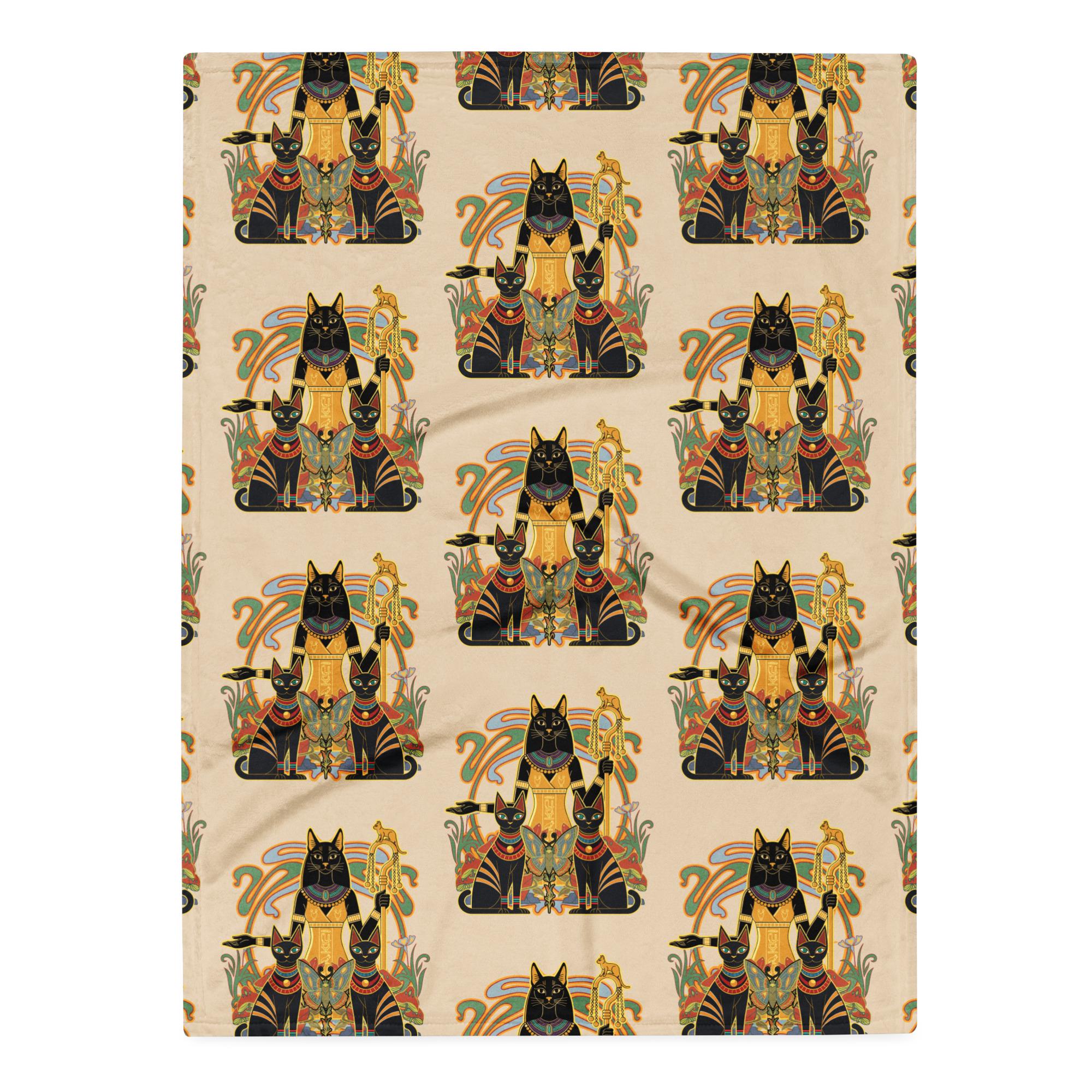 Egyptian Bastet Cat throw blanket ancient Egyptian cat goddess Throw Blanket 30 inch by 40 inch Egyptian  home decor