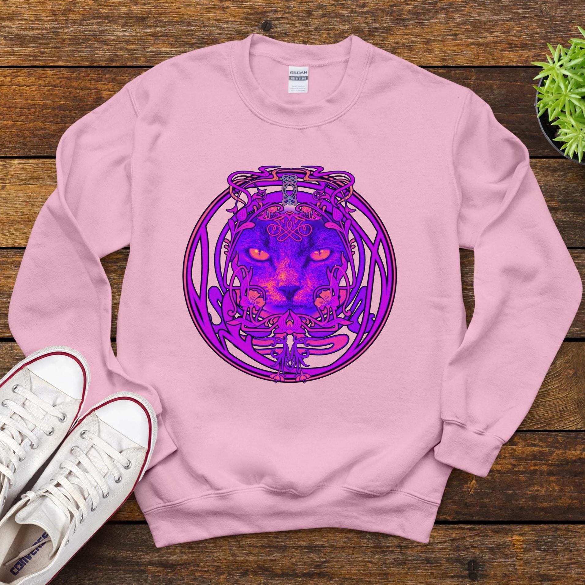 Abstract Cat Sweatshirt psychedelic colors cat hoodie cat lover gift Unisex Sweatshirt