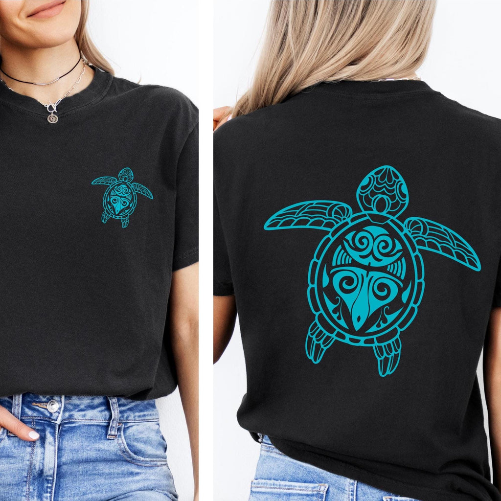 Tribal Turtle T-shirt Comfort Colors front and back sea turtle Unisex garment-dyed tee