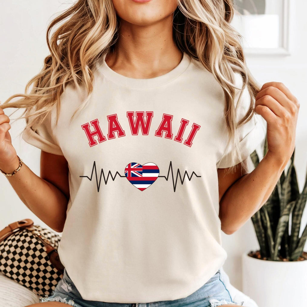 Hawaiian heartbeat Shirt Comfort Colors Hawaii Tshirt gift for Hawaii lover Hawaiian Valentine shirt Hawaiian flag tee