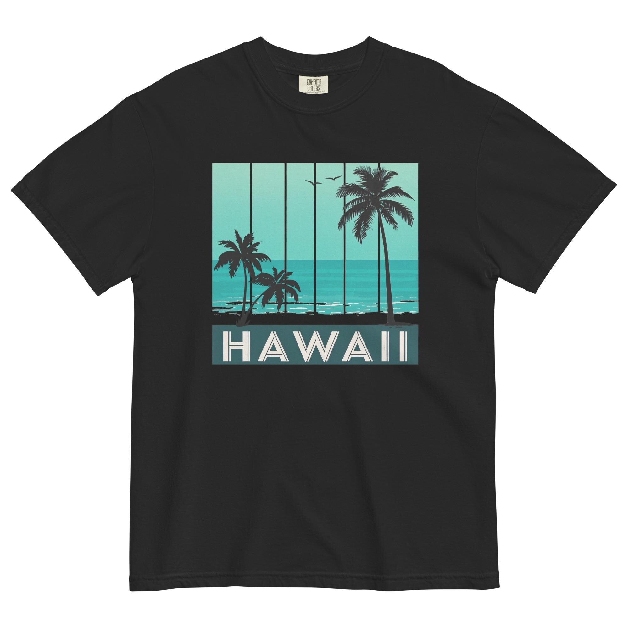 Hawaii palm trees shirt Comfort Colors ocean and palms t-shirt gift for Hawaii lover vacation tees Unisex garment-dyed t-shirt