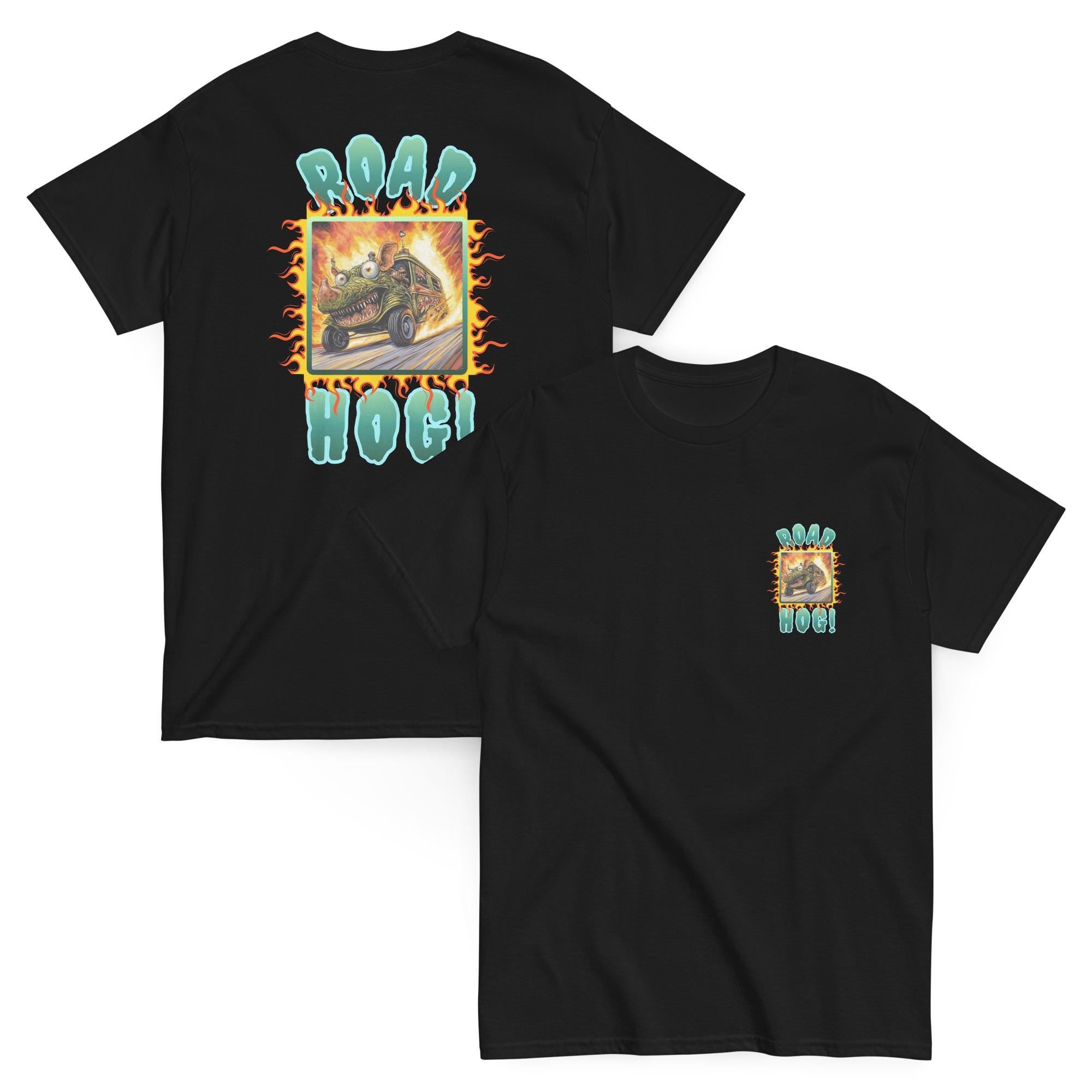 Road Hog Shirt Back print flaming car t-shirt Car racer gift car lover gift Gear head gift tee