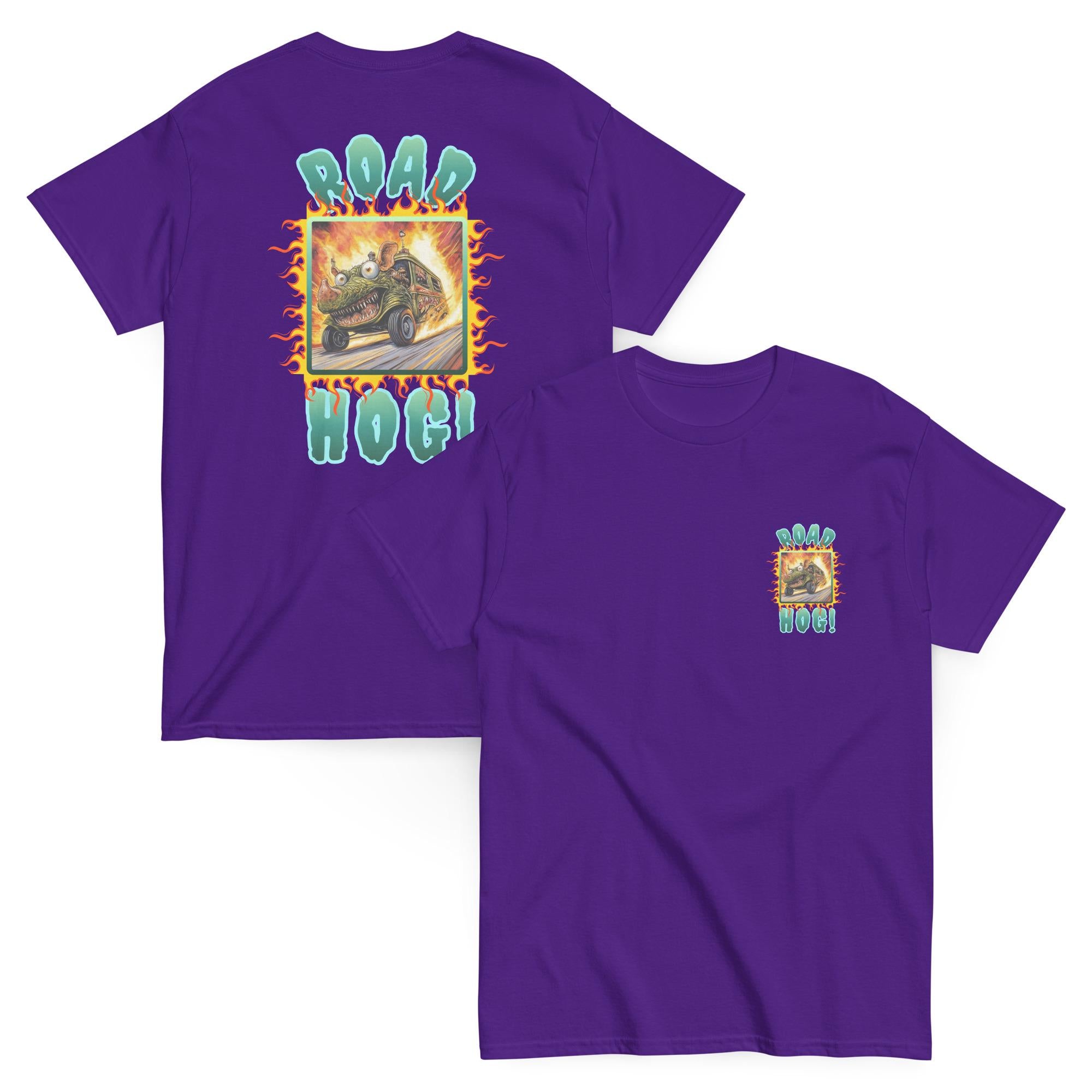 Road Hog Shirt Back print flaming car t-shirt Car racer gift car lover gift Gear head gift tee