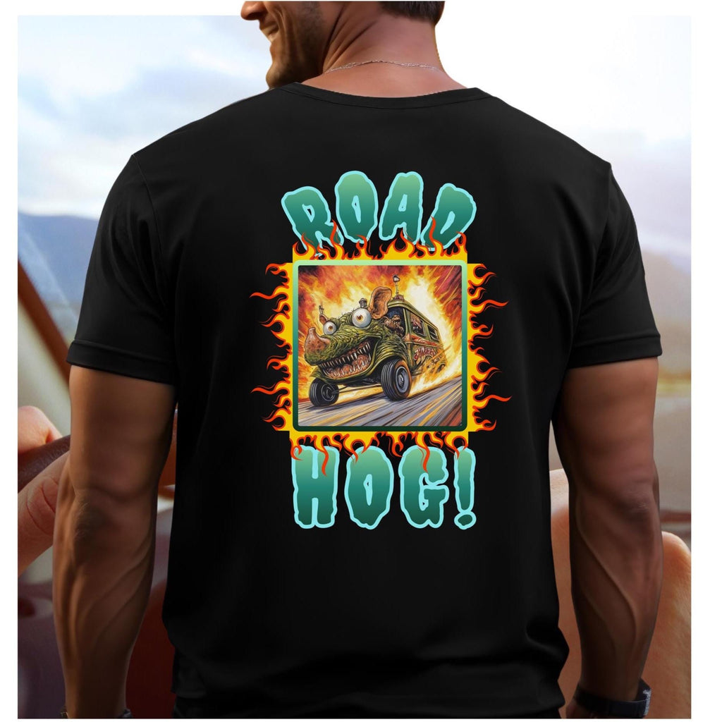 Road Hog Shirt Back print flaming car t-shirt Car racer gift car lover gift Gear head gift tee