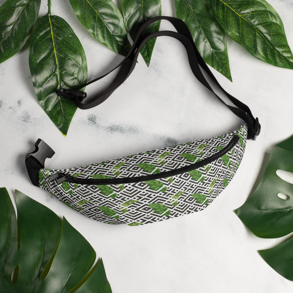 Tropical leaf Fanny Pack geometric leaf design waist bag gift for traveler