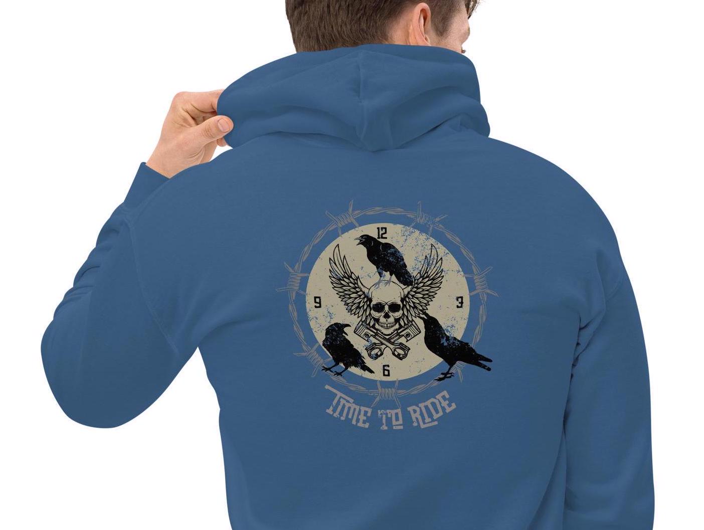 Motorcycle Hoodie: Raven Skull Graphic hoodie biker Gift