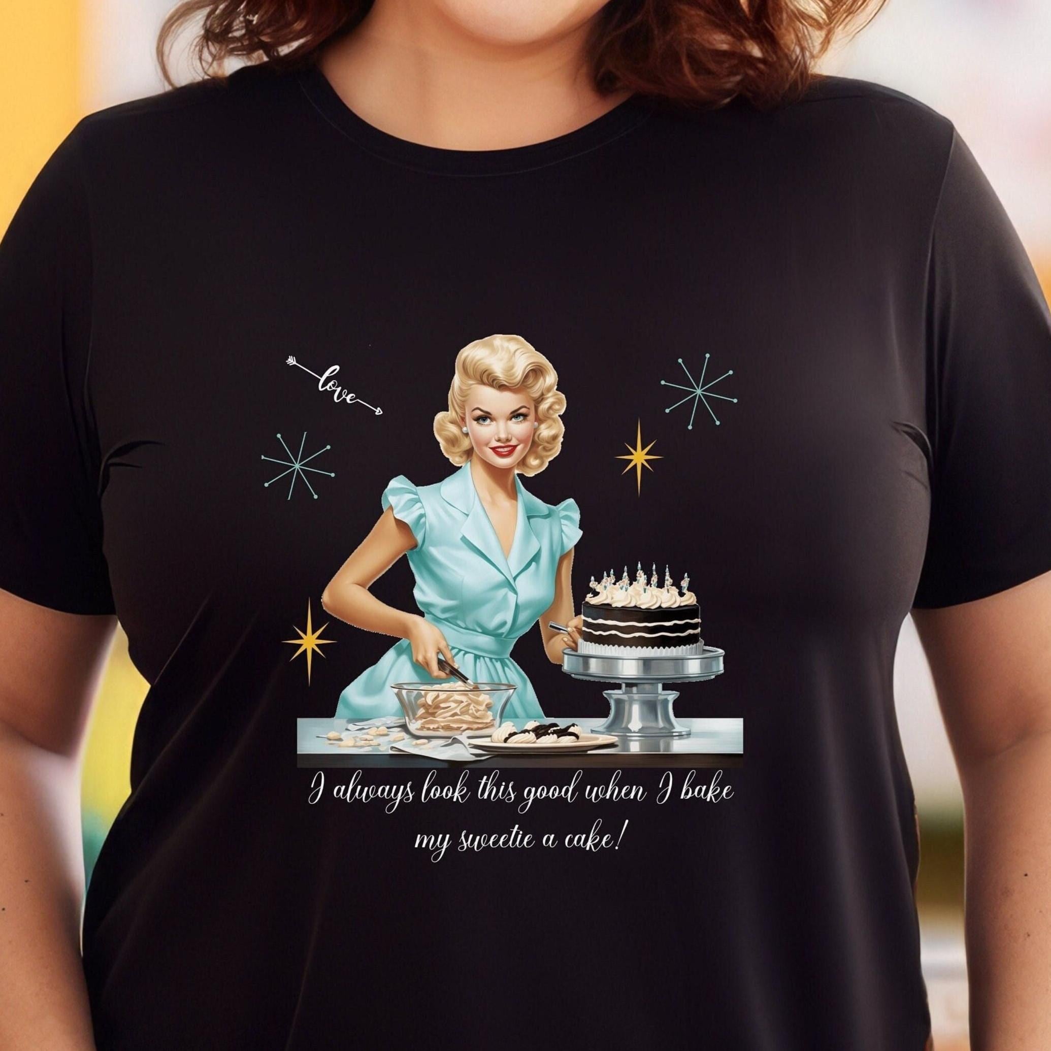 Retro 50s Housewife Baking T-Shirt - Funny Wife Gift