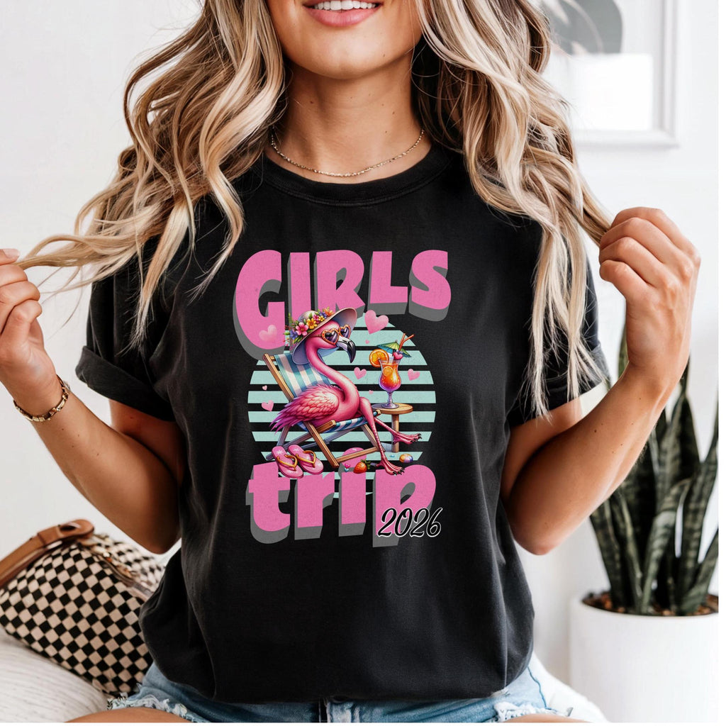 Girls Trip 2026 Comfort Colors Flamingo T-Shirt Group shirts vacation