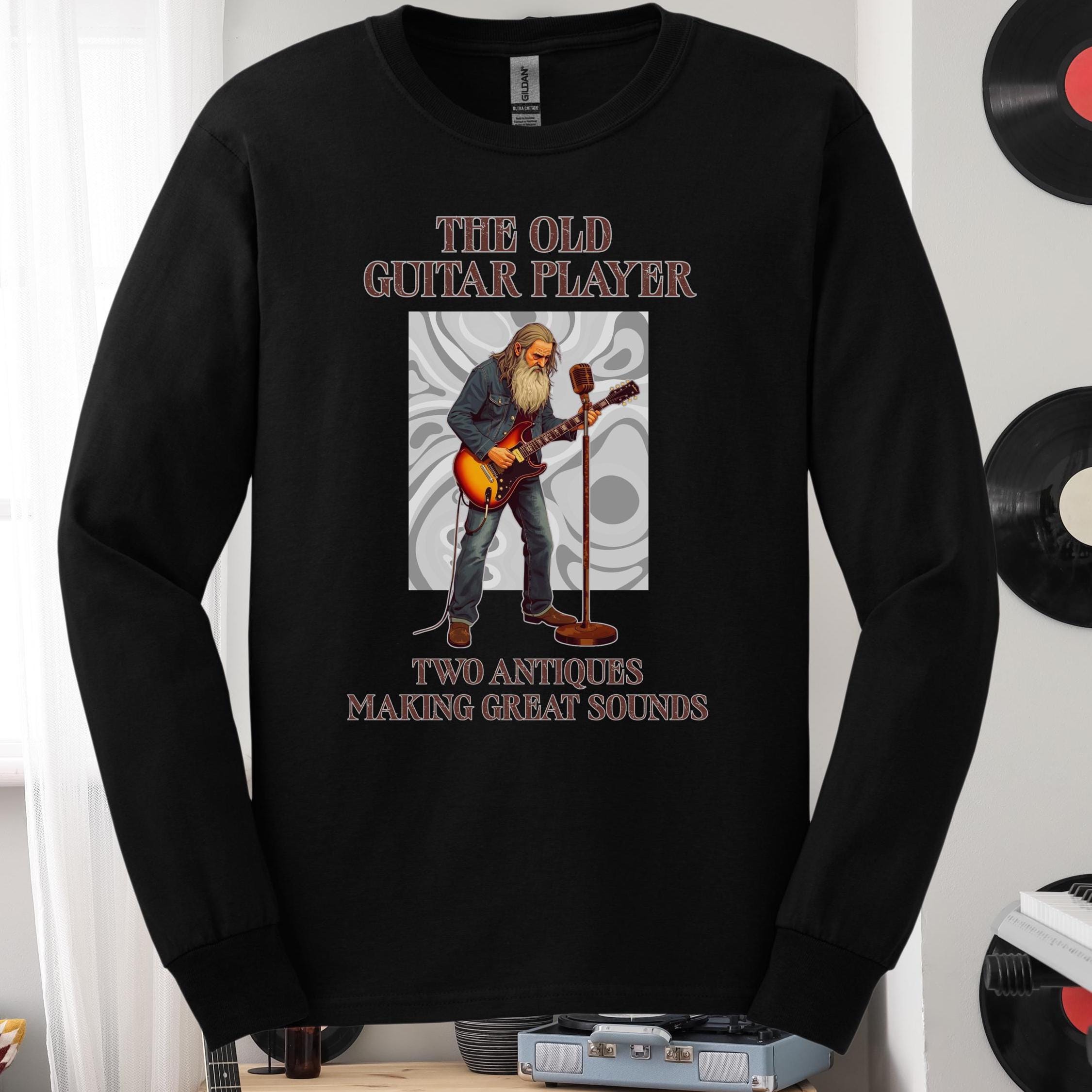 Old Guitar Players Shirt Men’s Long Sleeve Shirt guitarist t-shirt gift for retired guitar player