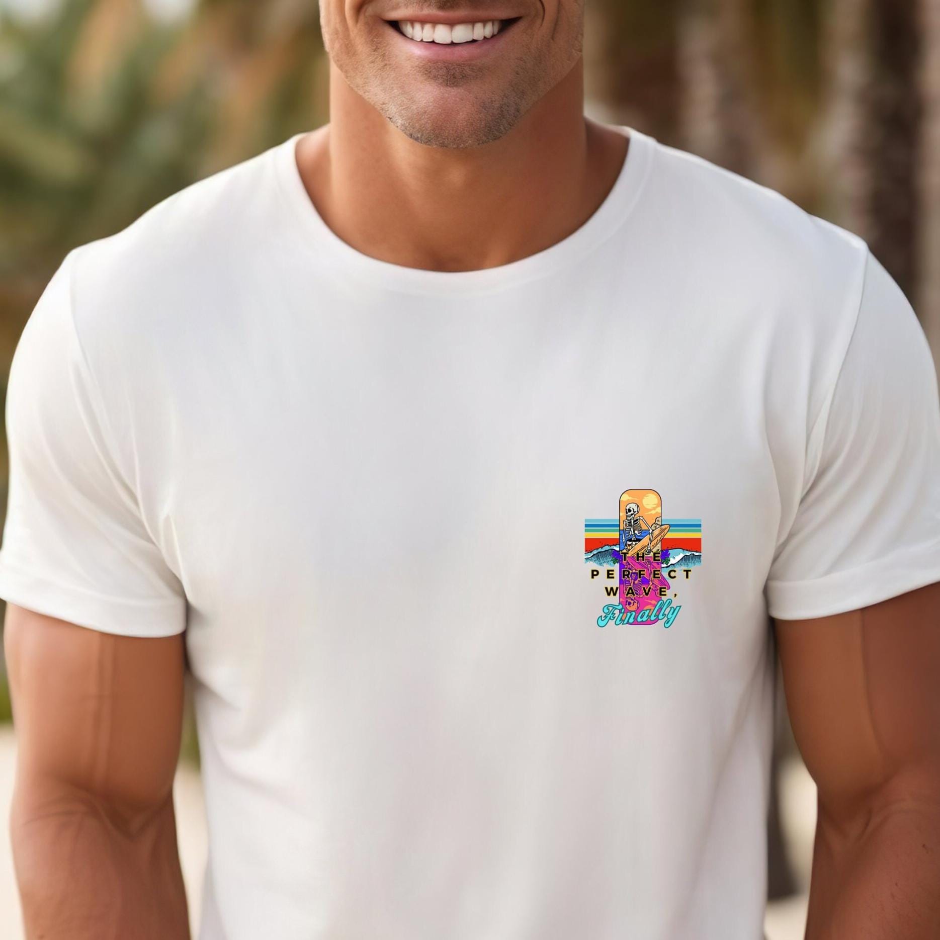 Funny Skeleton Surfer shirt, Back Print Tee surfer summer tshirts Gift for Surfer