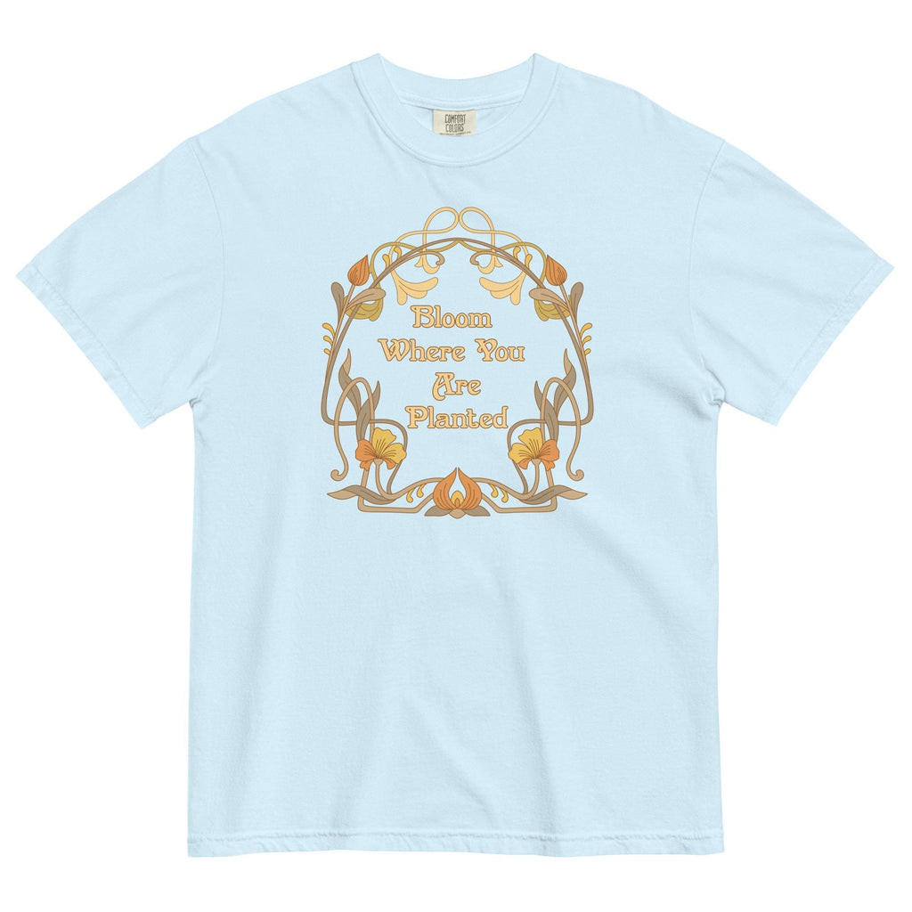 Comfort Colors Bloom Where You are Planted Art Nouveau style Inspirational tee Christian womens tees LDS t-shirts